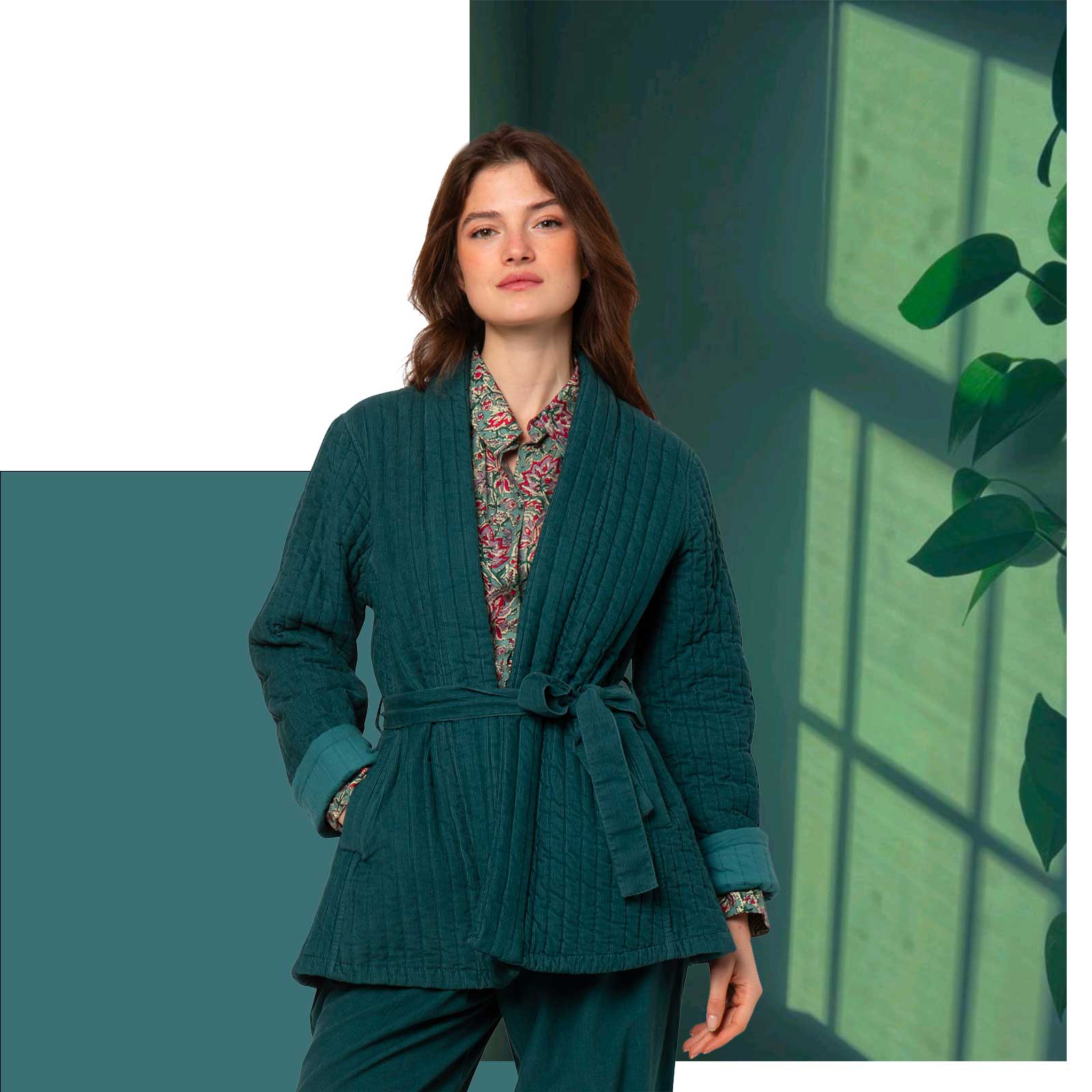 Aloise Jacket Velvet 100% Coton Velvet - Green GREEN