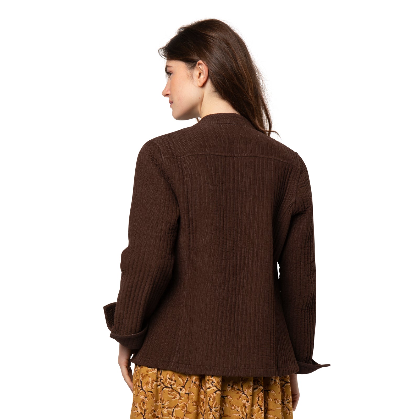 Nancy Quilted Jacket Velvet 100% Coton Velvet - Brown BROWN