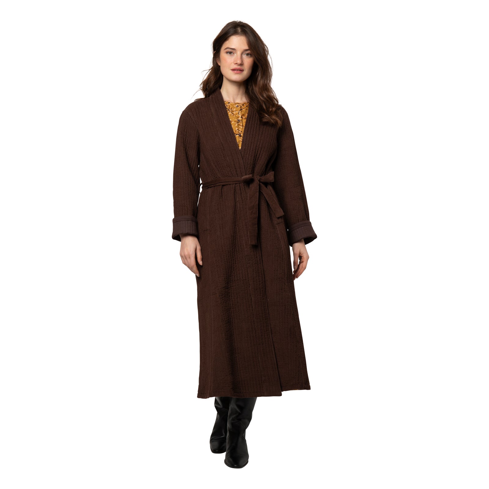 Mona Coat Velvet 100% Coton Velvet - Brown BROWN