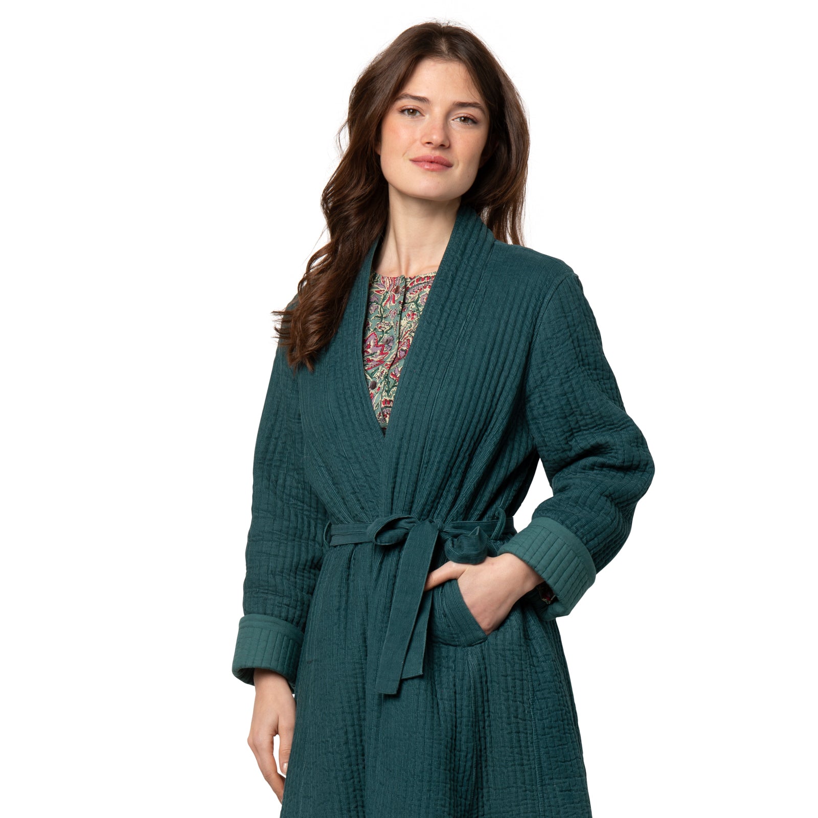 Mona Coat Velvet 100% Coton Velvet - Green GREEN