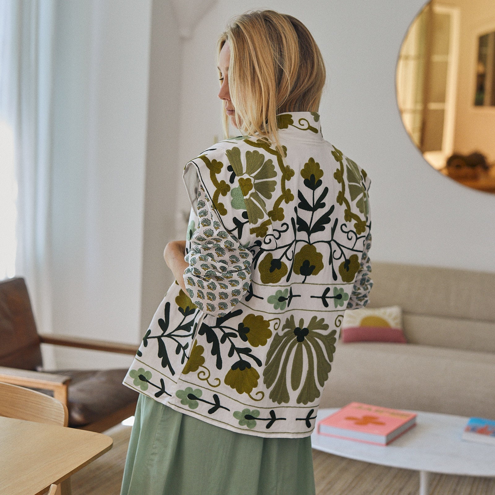 Maelle Sl Jacket Embroidery 100% Organic Cotton - Green GREEN