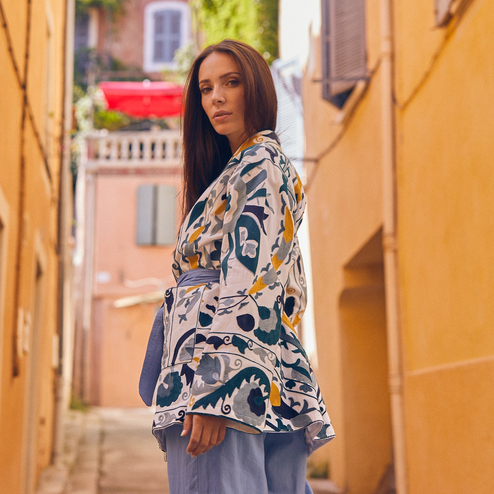 Maelis Jacket Embroidery 100% Organic Cotton - Blue BLUE