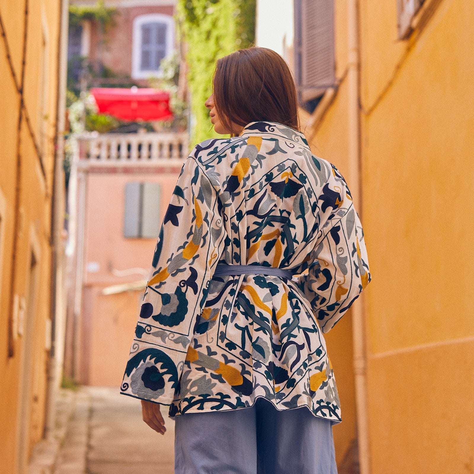Maelis Jacket Embroidery 100% Organic Cotton - Blue BLUE