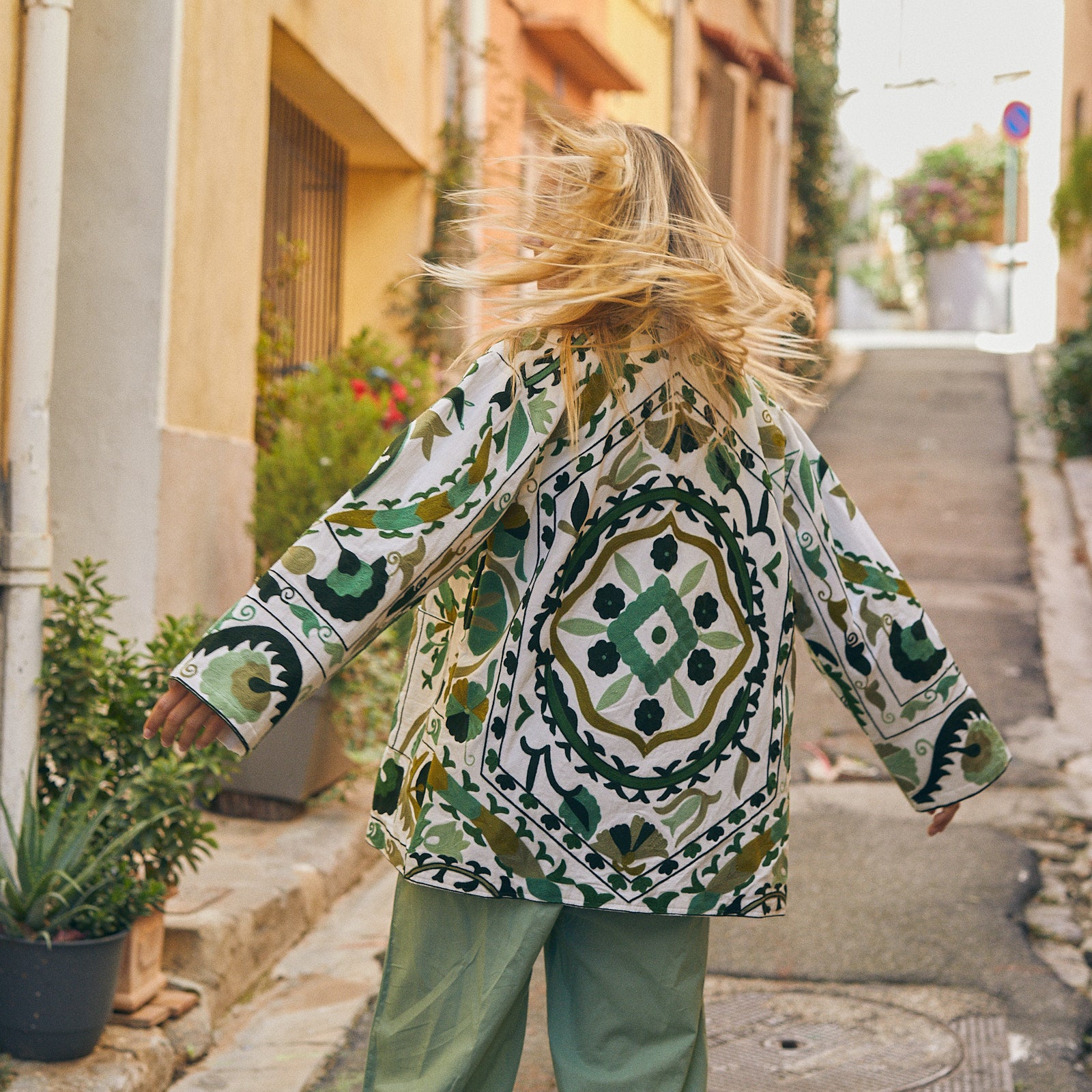 Maelis Jacket Embroidery 100% Organic Cotton - Green GREEN