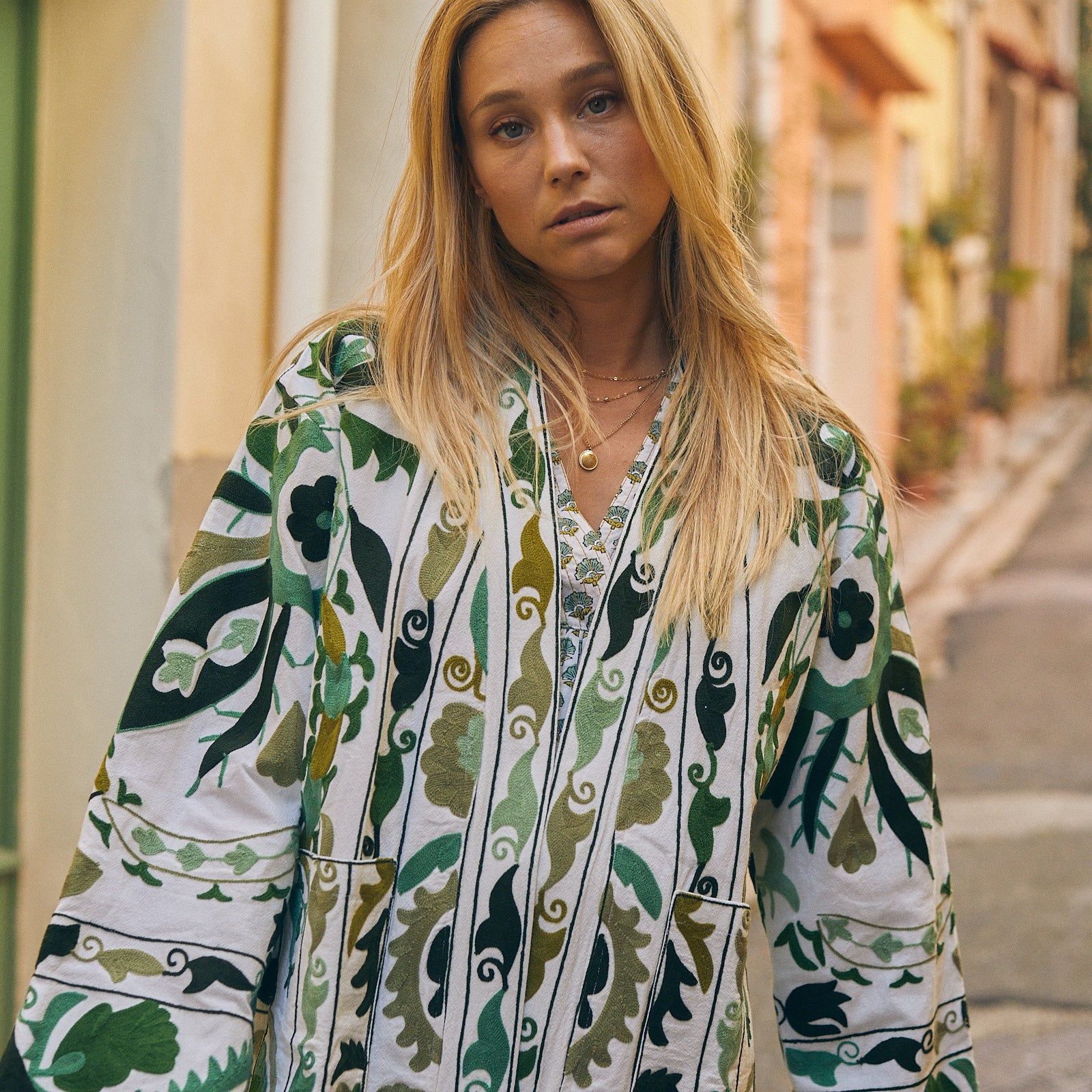 Maelis Jacket Embroidery 100% Organic Cotton - Green GREEN
