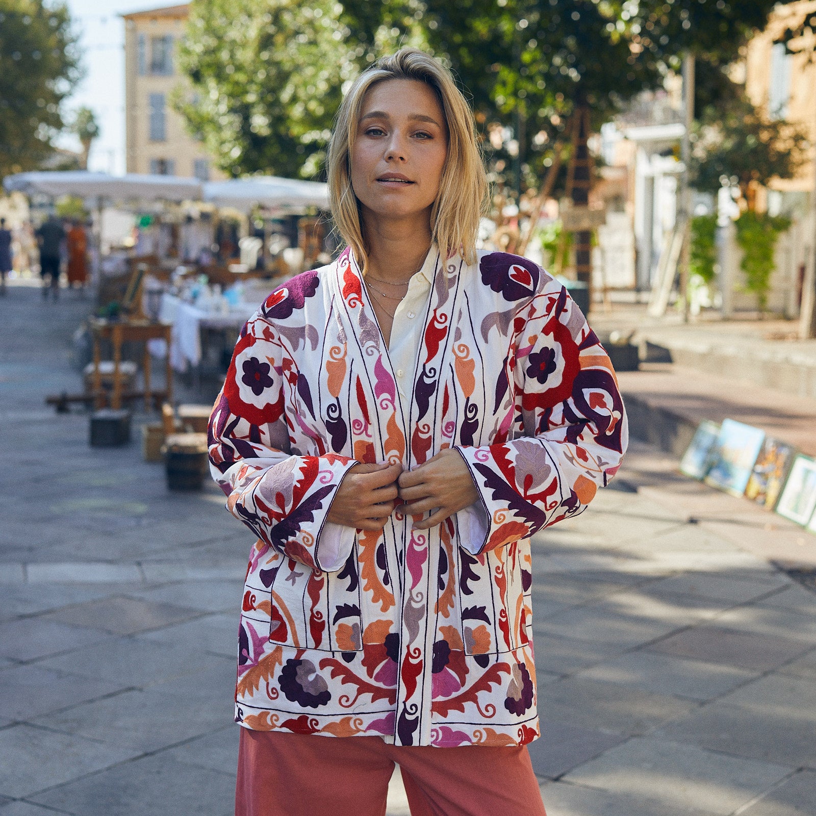 Maelis Jacket Embroidery 100% Organic Cotton - Pink PINK