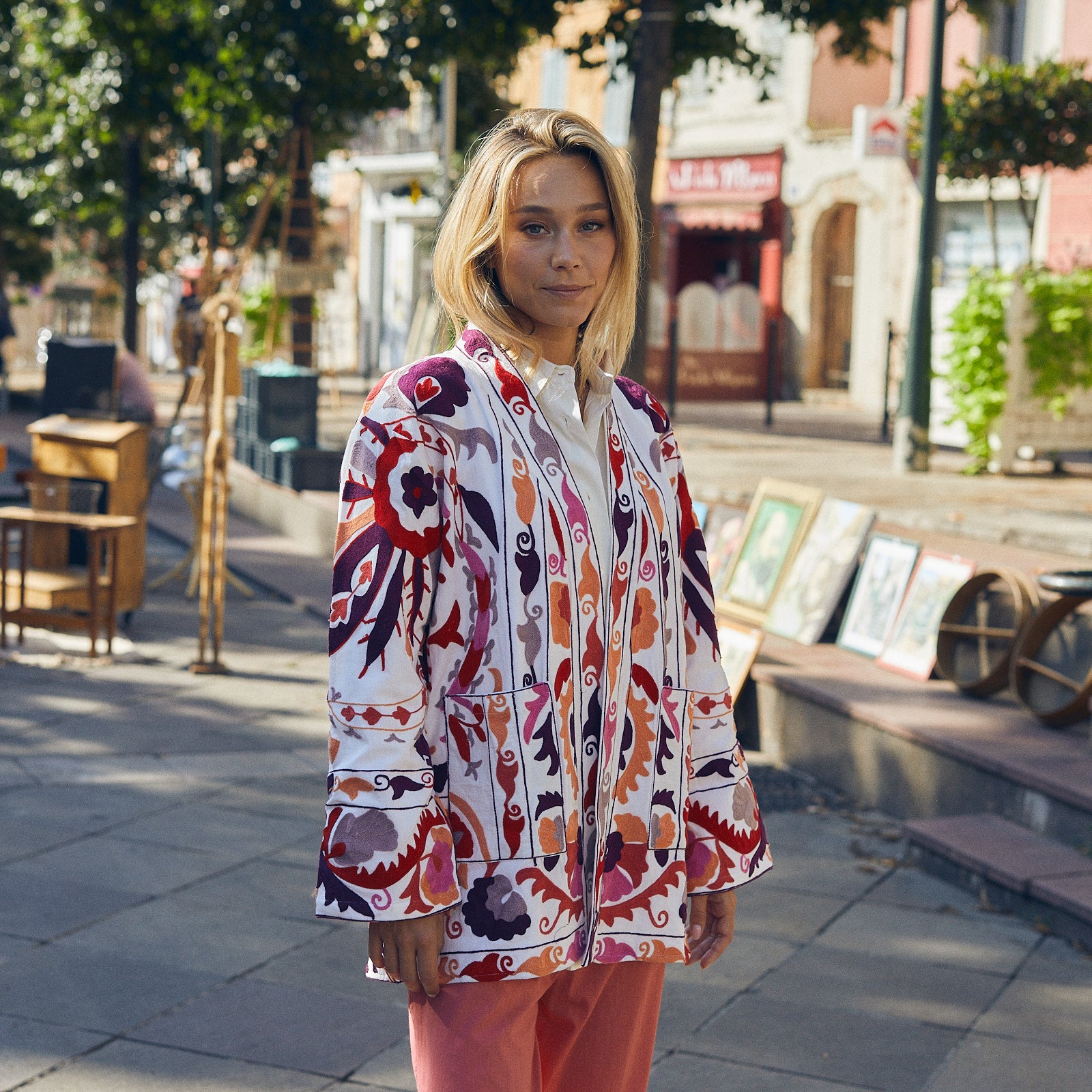 Maelis Jacket Embroidery 100% Organic Cotton - Pink PINK