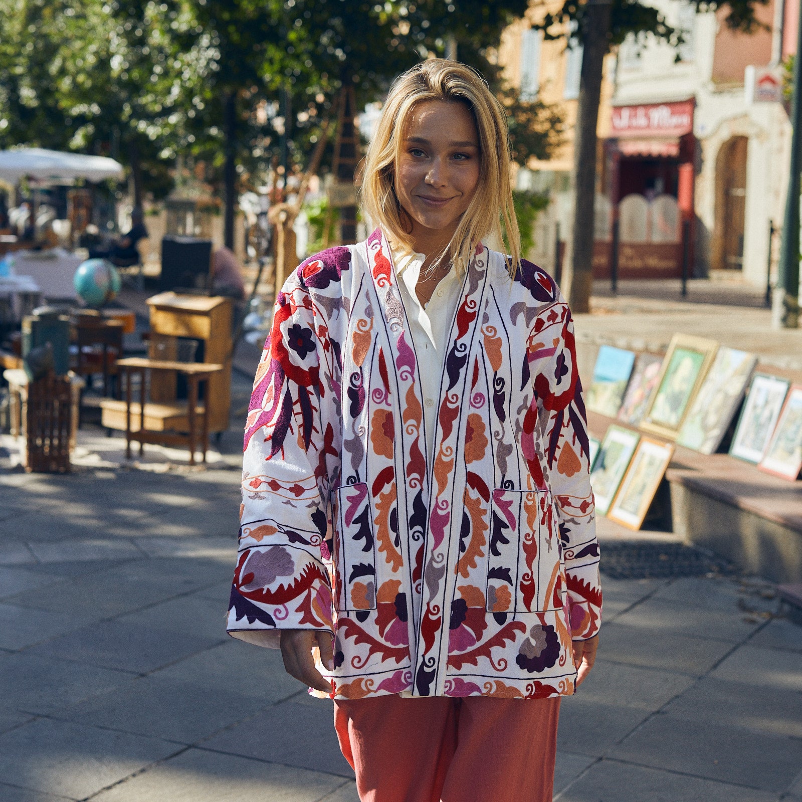 Maelis Jacket Embroidery 100% Organic Cotton - Pink PINK