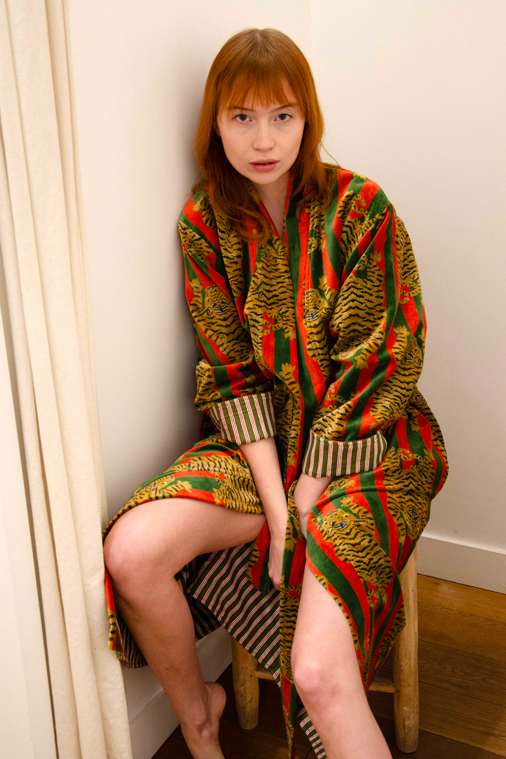 Kimono Velvet Fantasy 100% Coton - Kaki Red KAKI RED