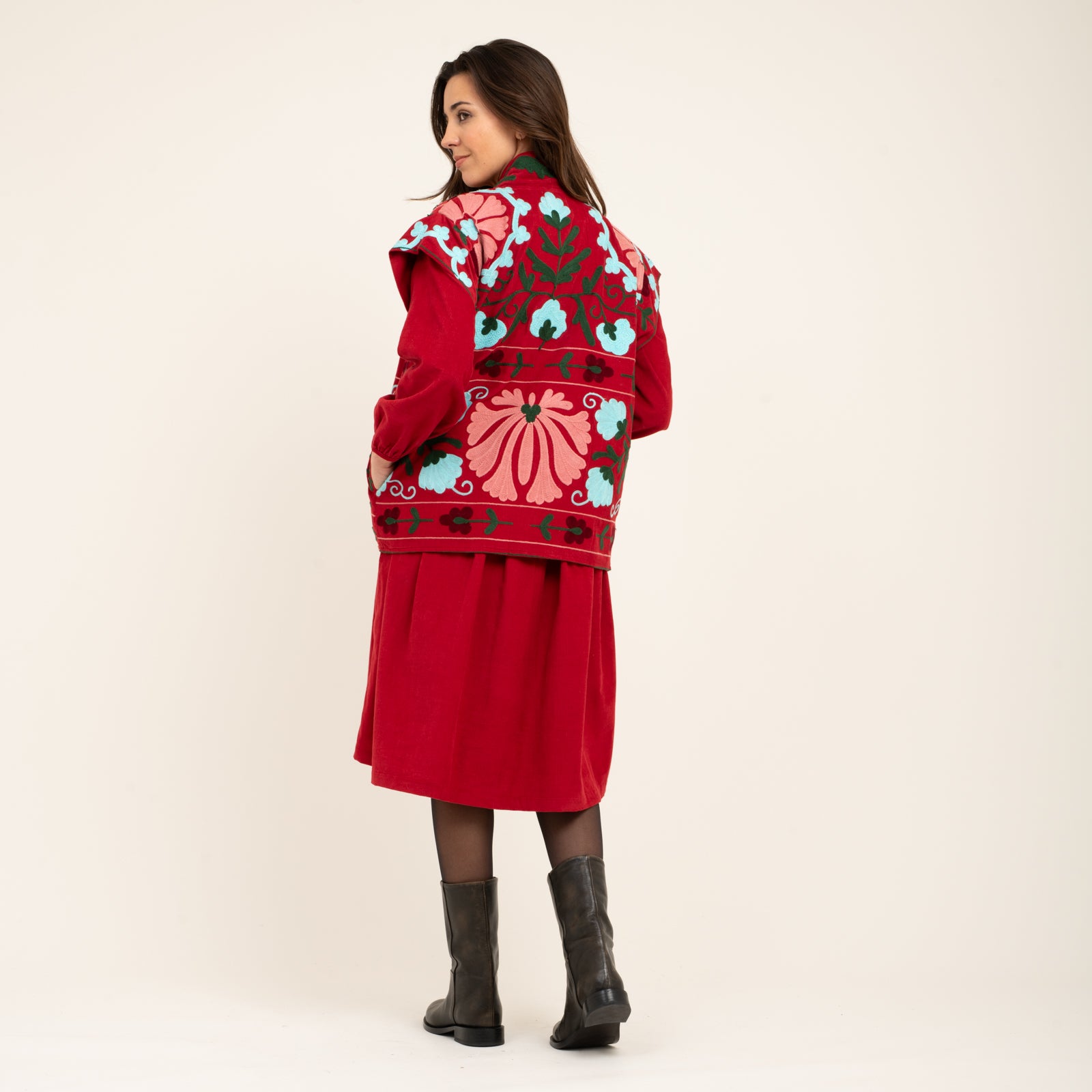 Maelis Jacket Velvet 100% Cotton - Red RED