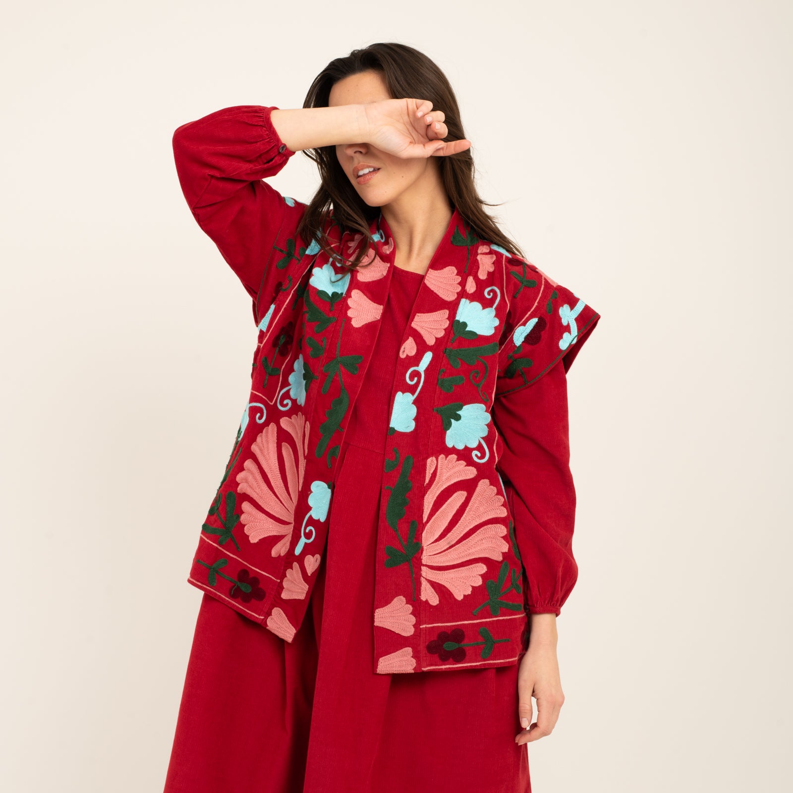 Maelis Jacket Velvet 100% Cotton - Red RED