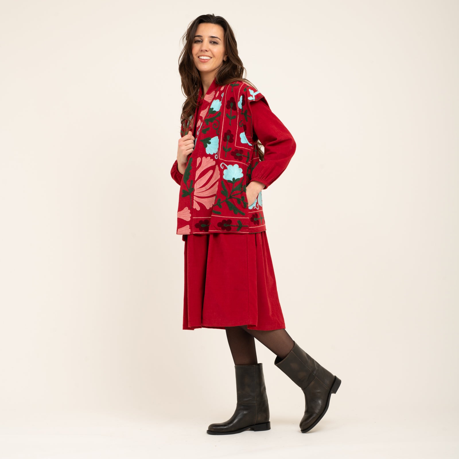 Maelis Jacket Velvet 100% Cotton - Red RED
