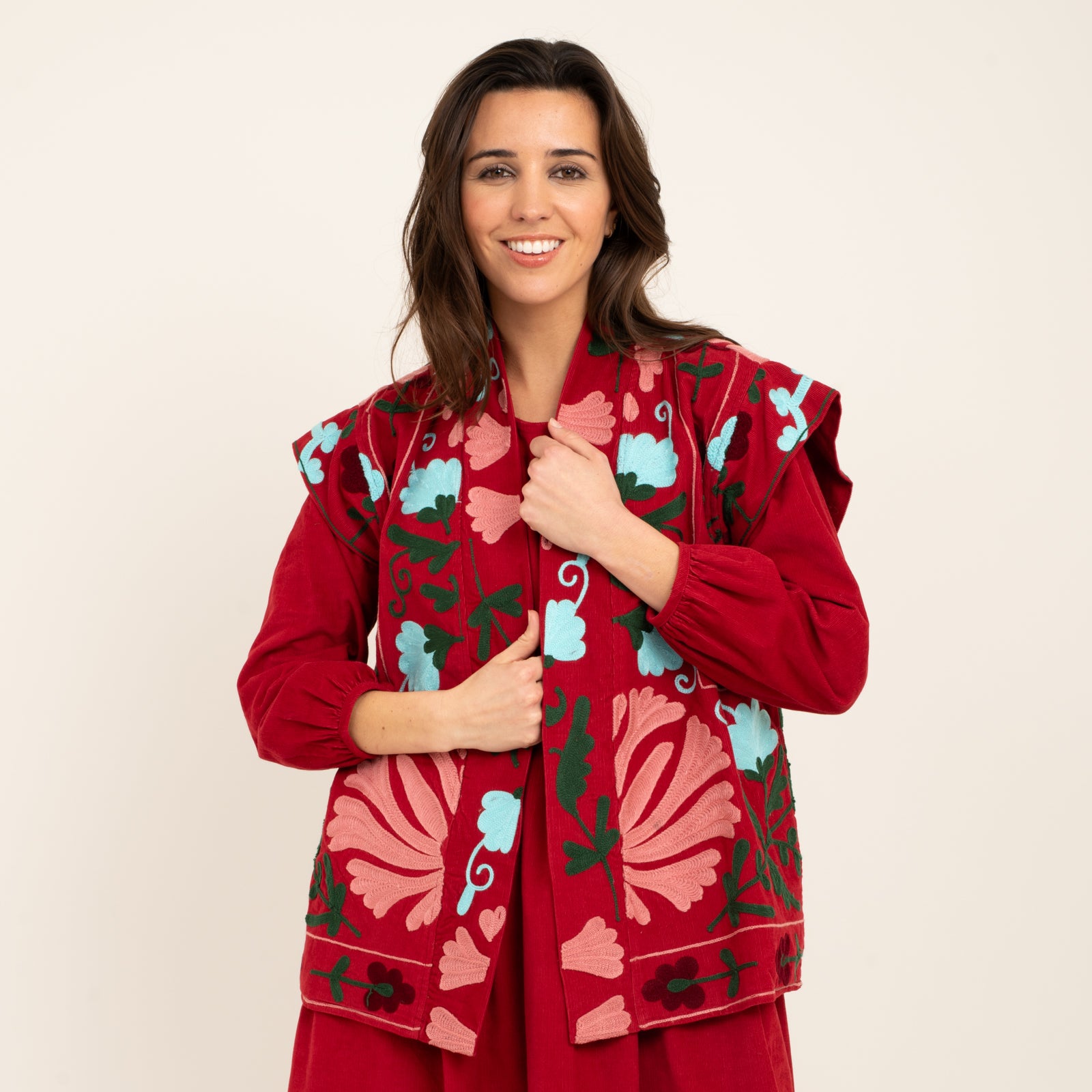 Maelis Jacket Velvet 100% Cotton - Red RED