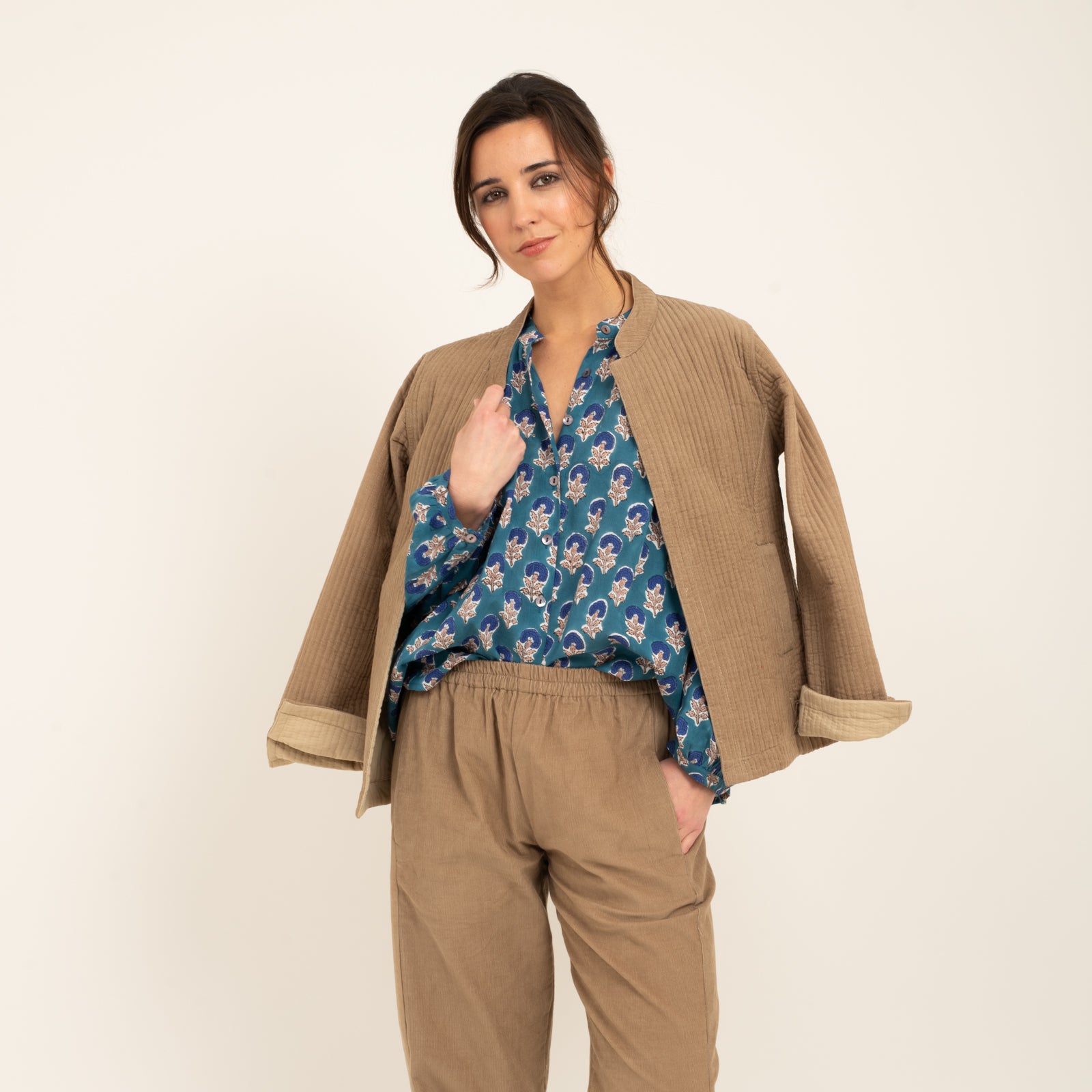 Jaya Jacket Velvet 100% Coton - Beige BEIGE