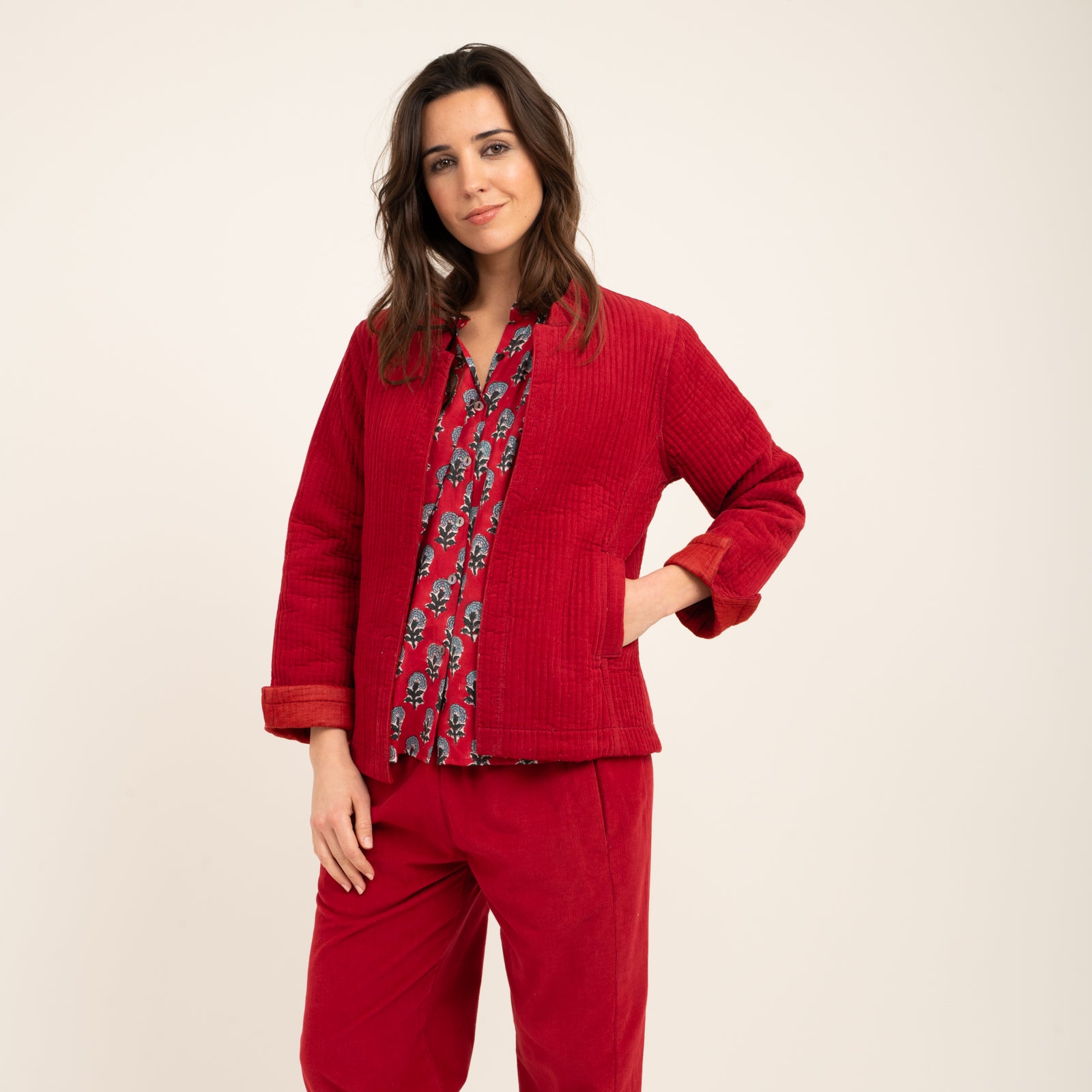 Jaya Jacket Velvet 100% Coton - Red RED