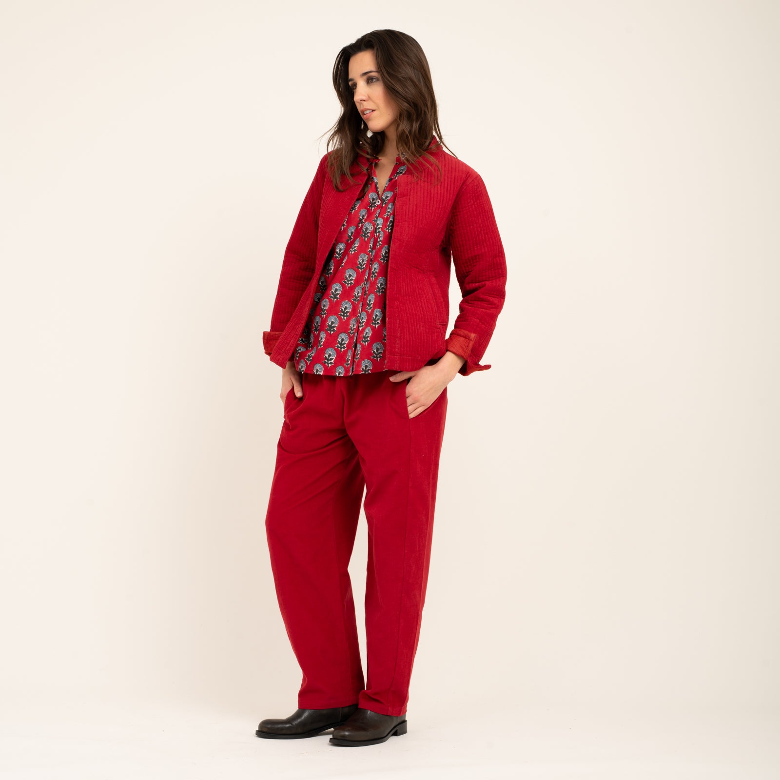 Jaya Jacket Velvet 100% Coton - Red RED