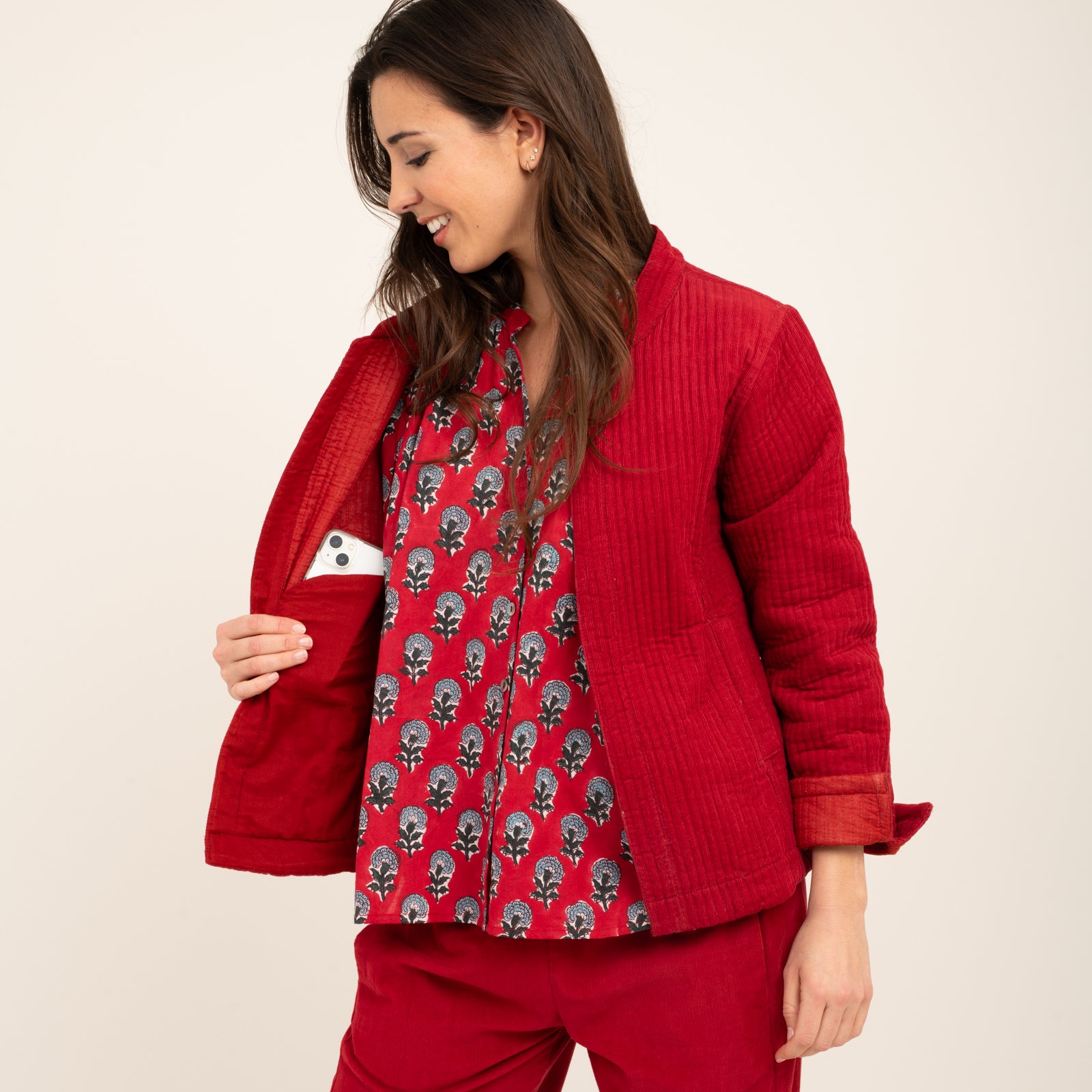 Jaya Jacket Velvet 100% Coton - Red RED