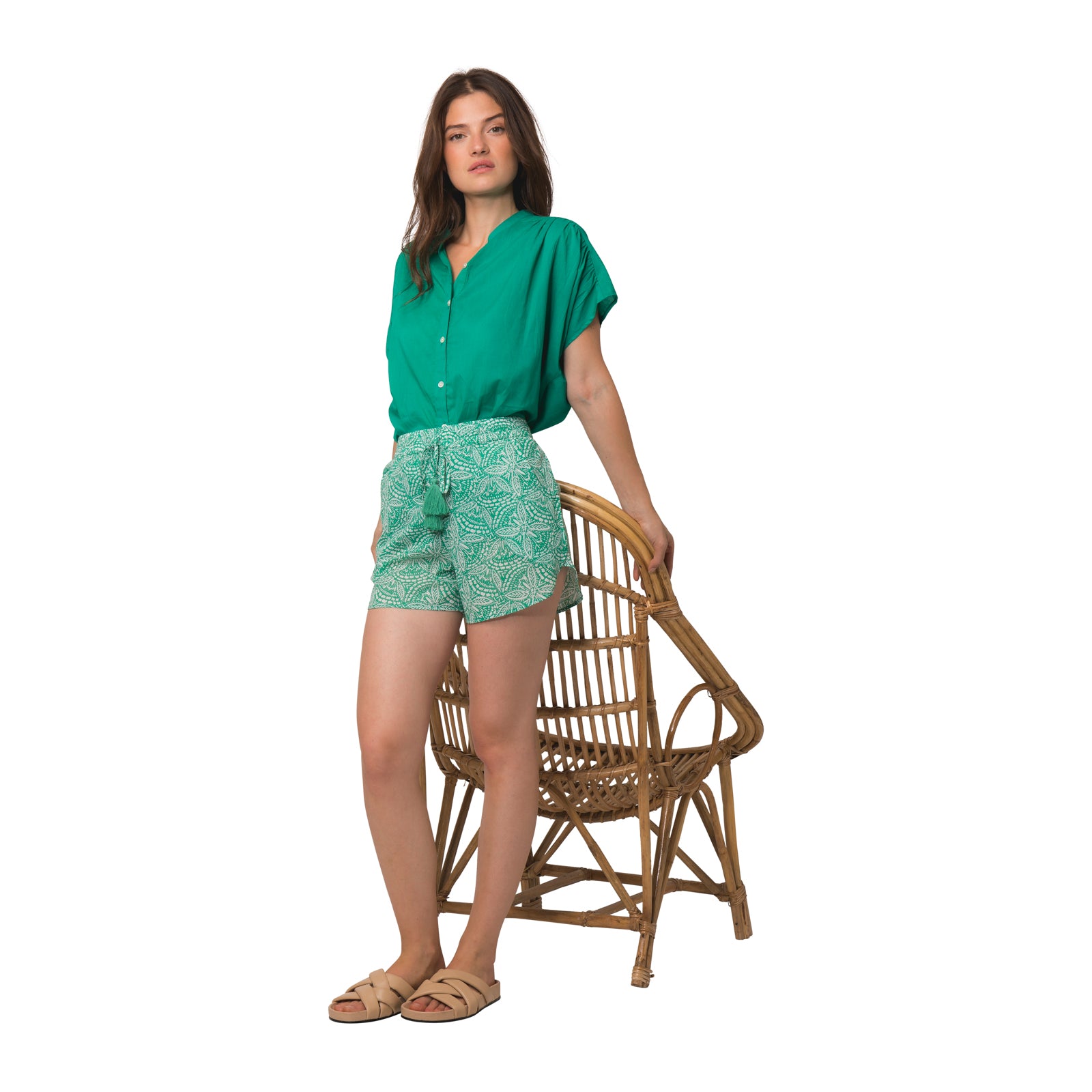 Ava Shorts Iranja 100% Coton - Green GREEN