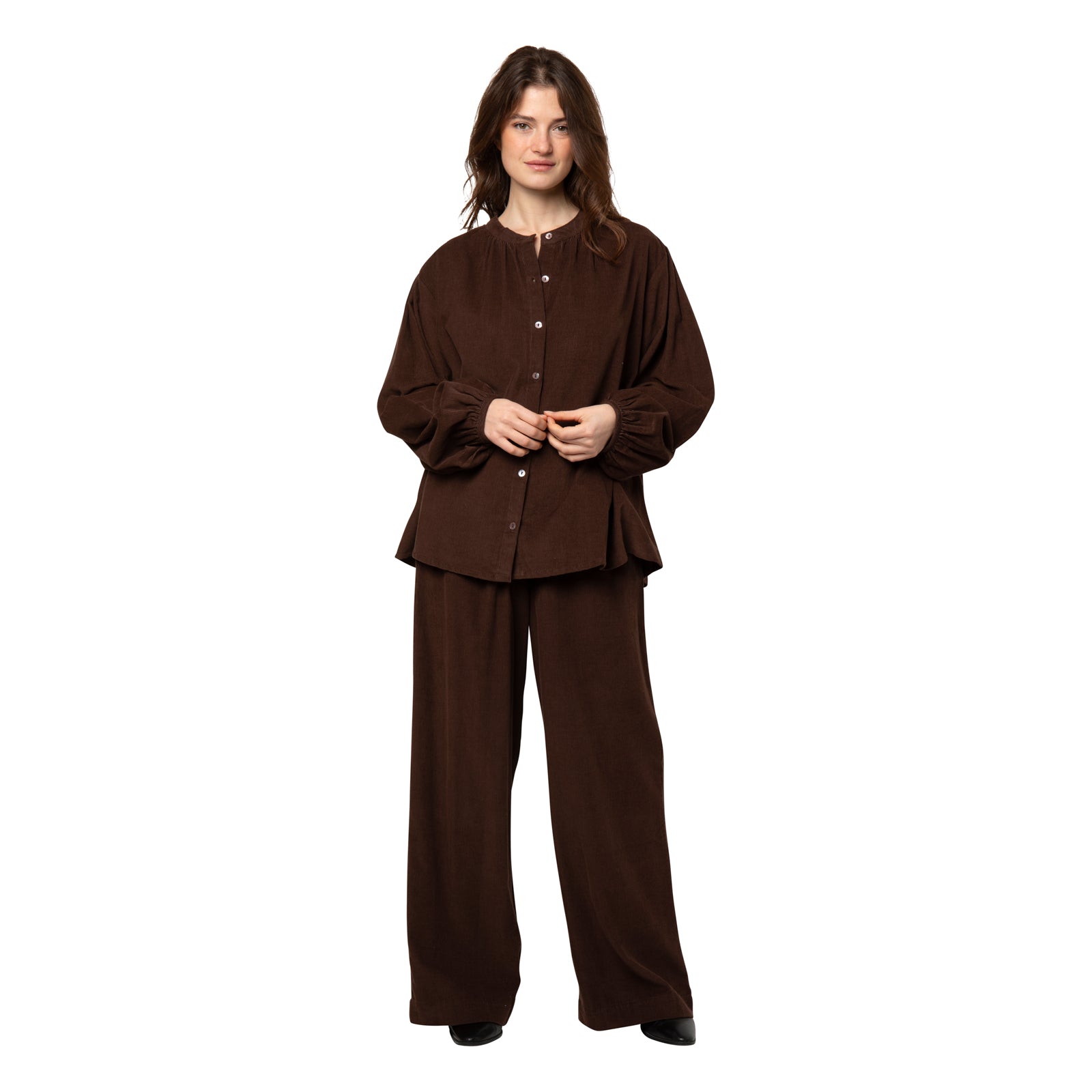 Jane Trousers Velvet 100% Coton - Brown BROWN