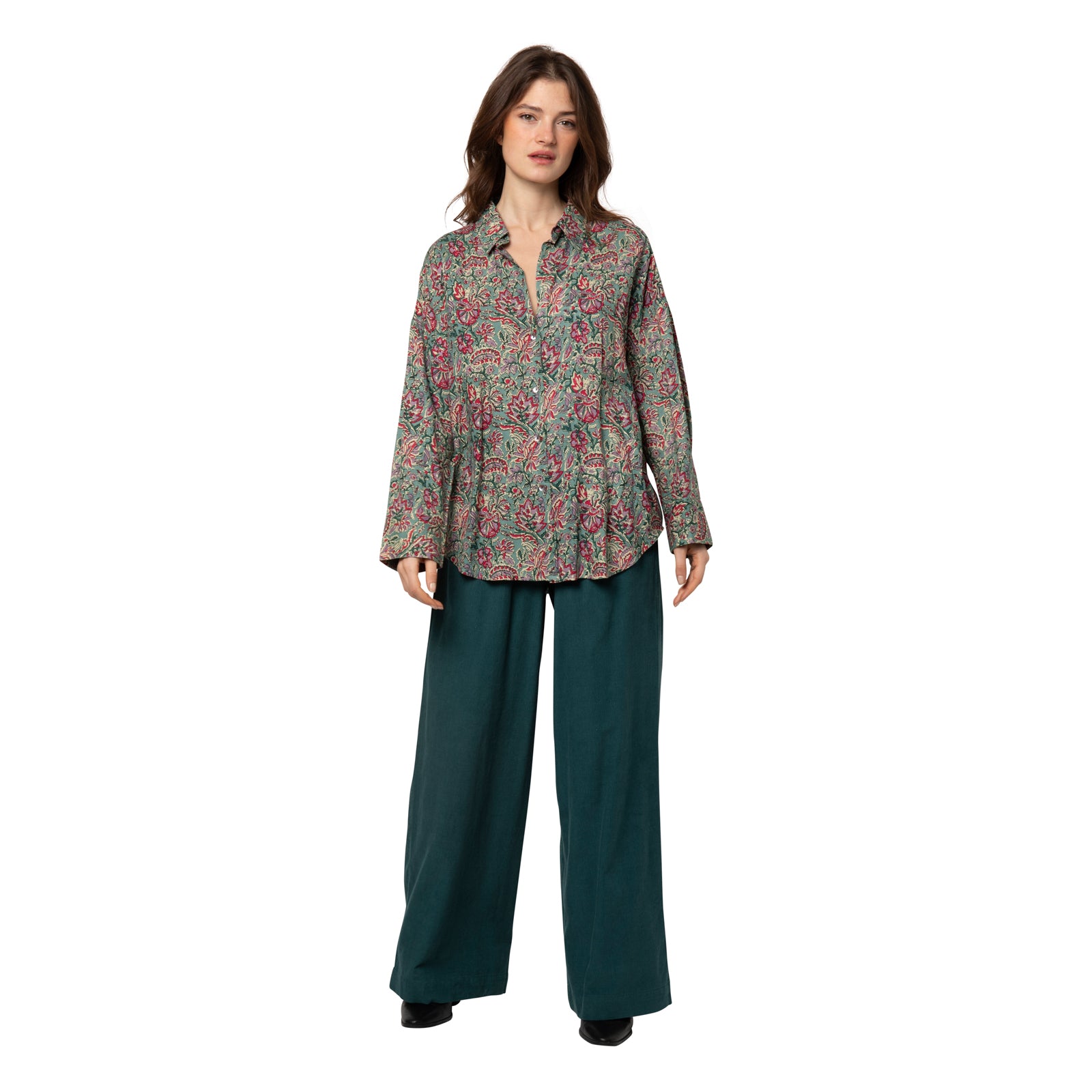 Jane Trousers Velvet 100% Coton - Green GREEN