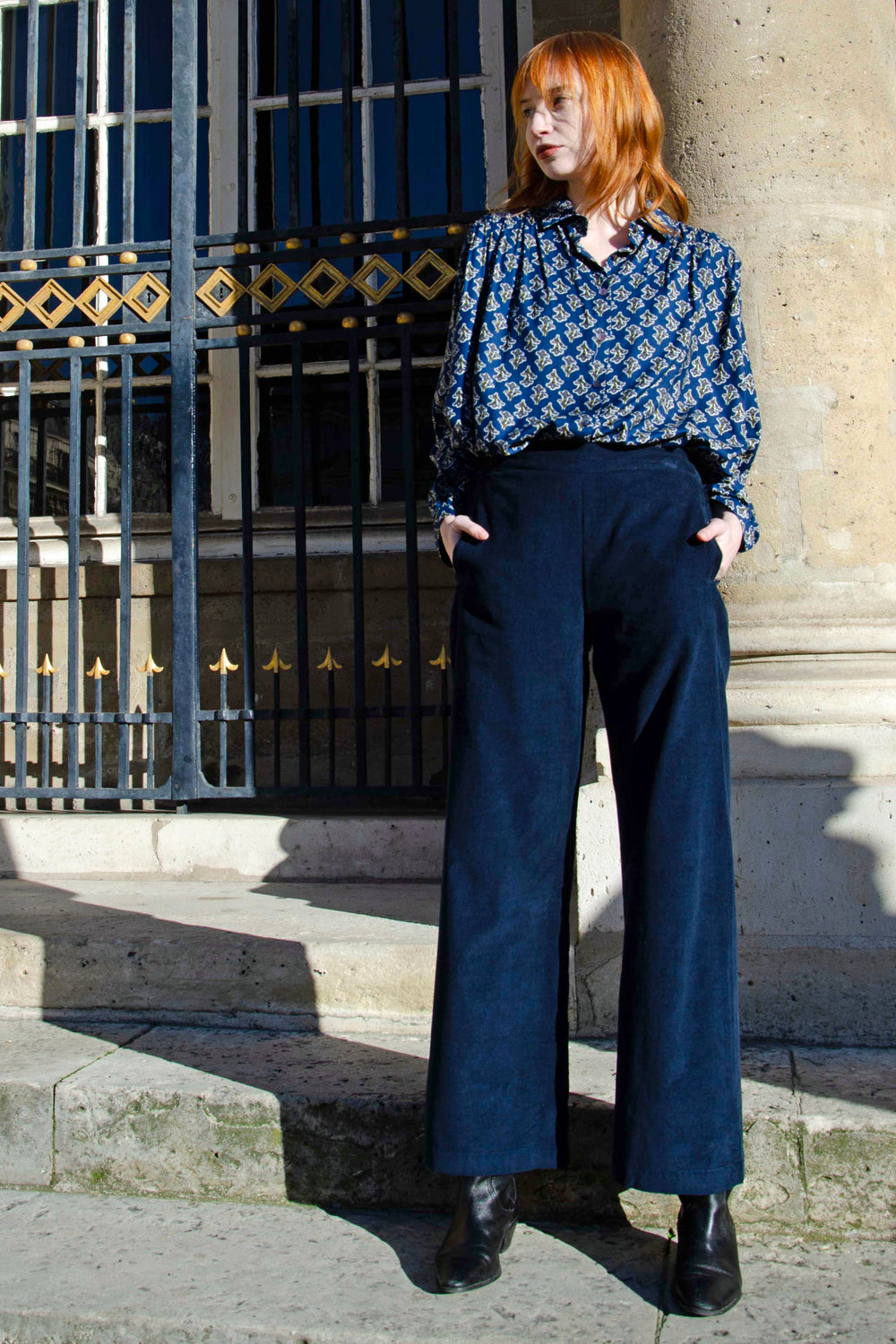 Nora Trousers Velvet 100% Coton - Blue BLUE