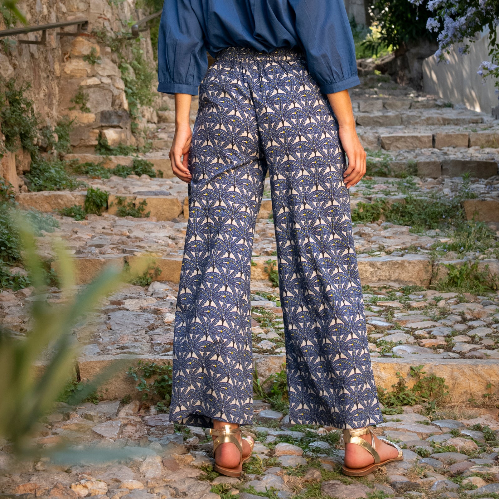Leana Trousers Palmer 100% Coton - Blue BLUE