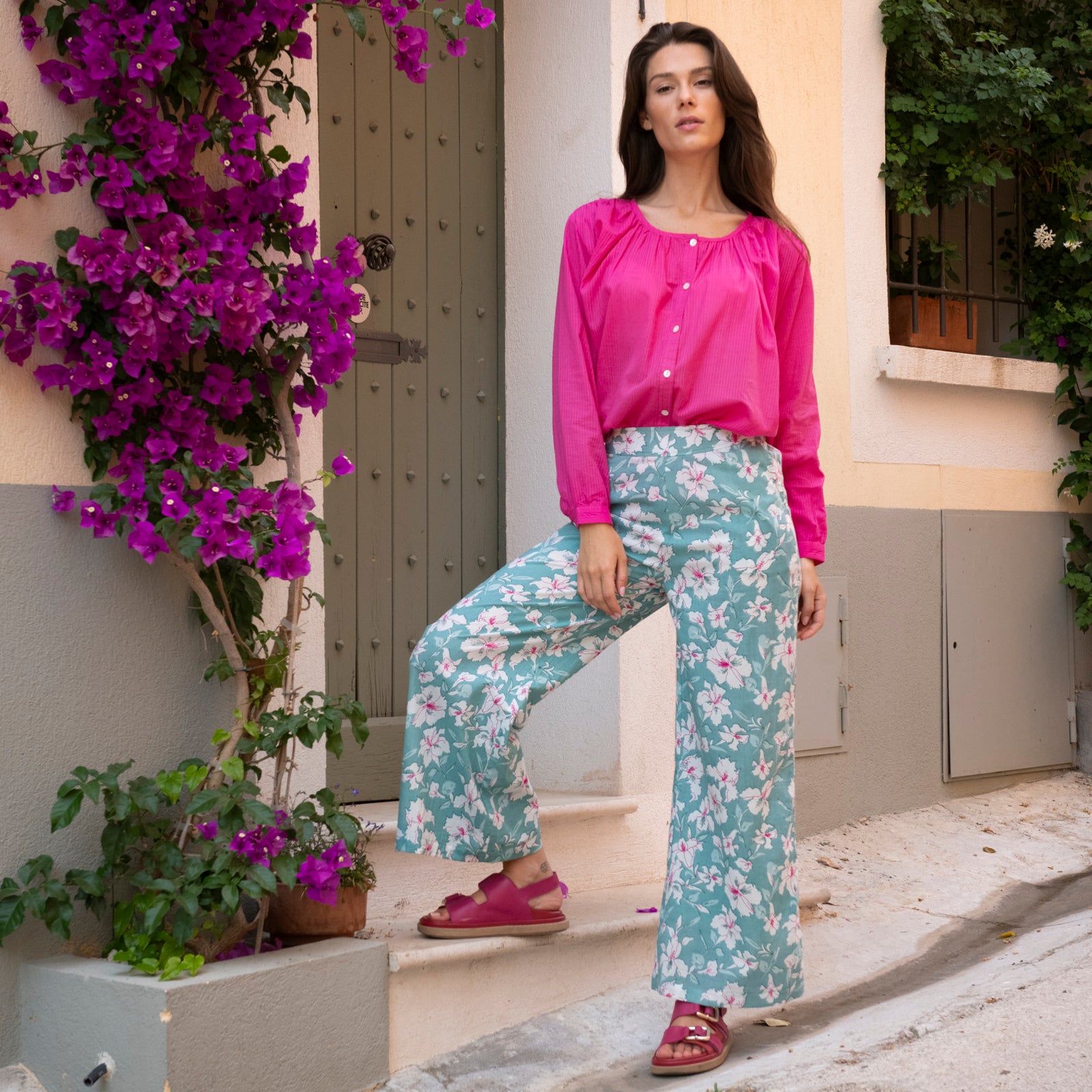 Leana Trousers Rayol 100% Coton - Green GREEN