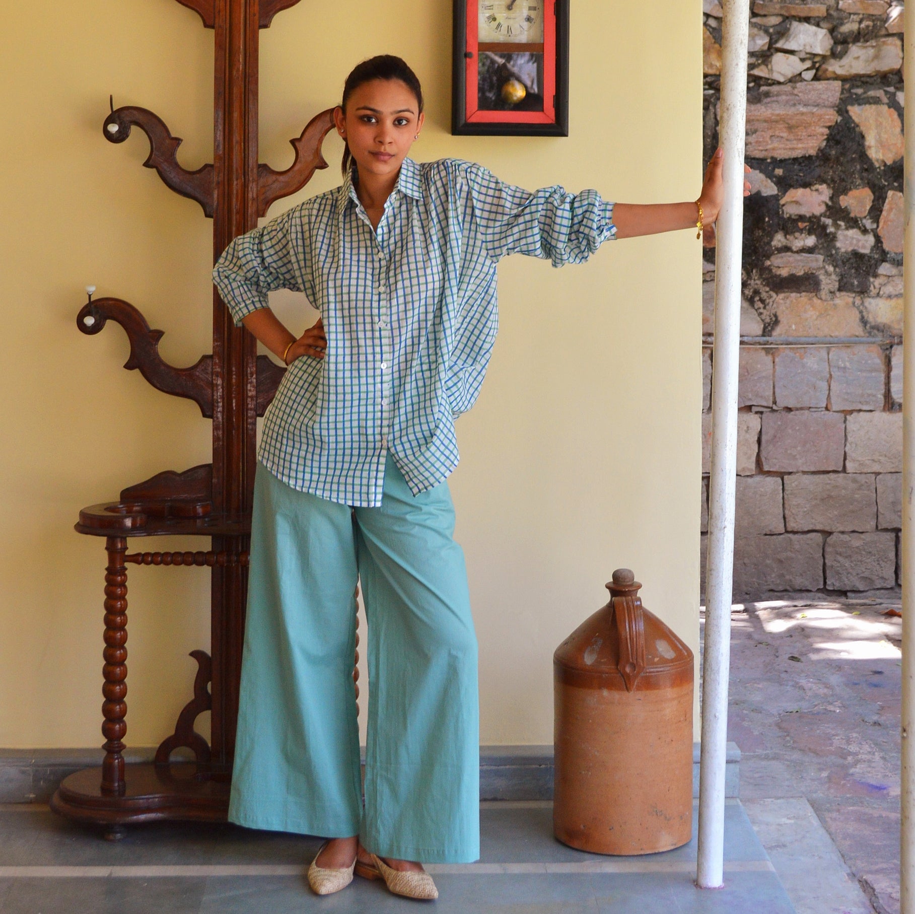 Leana Trousers S.color 100% Coton - Green GREEN