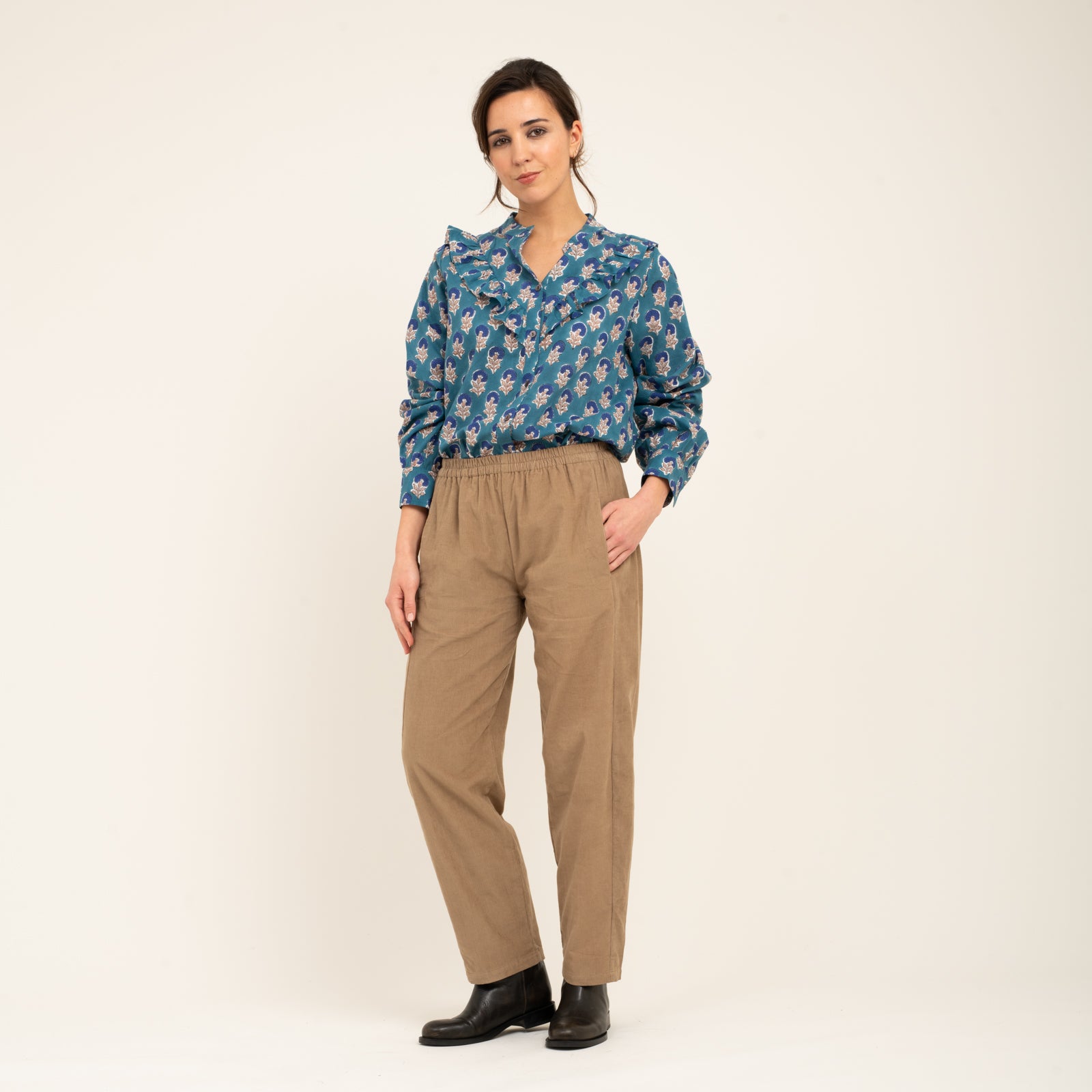 Sarah Trousers Velvet 100% Coton - Beige BEIGE
