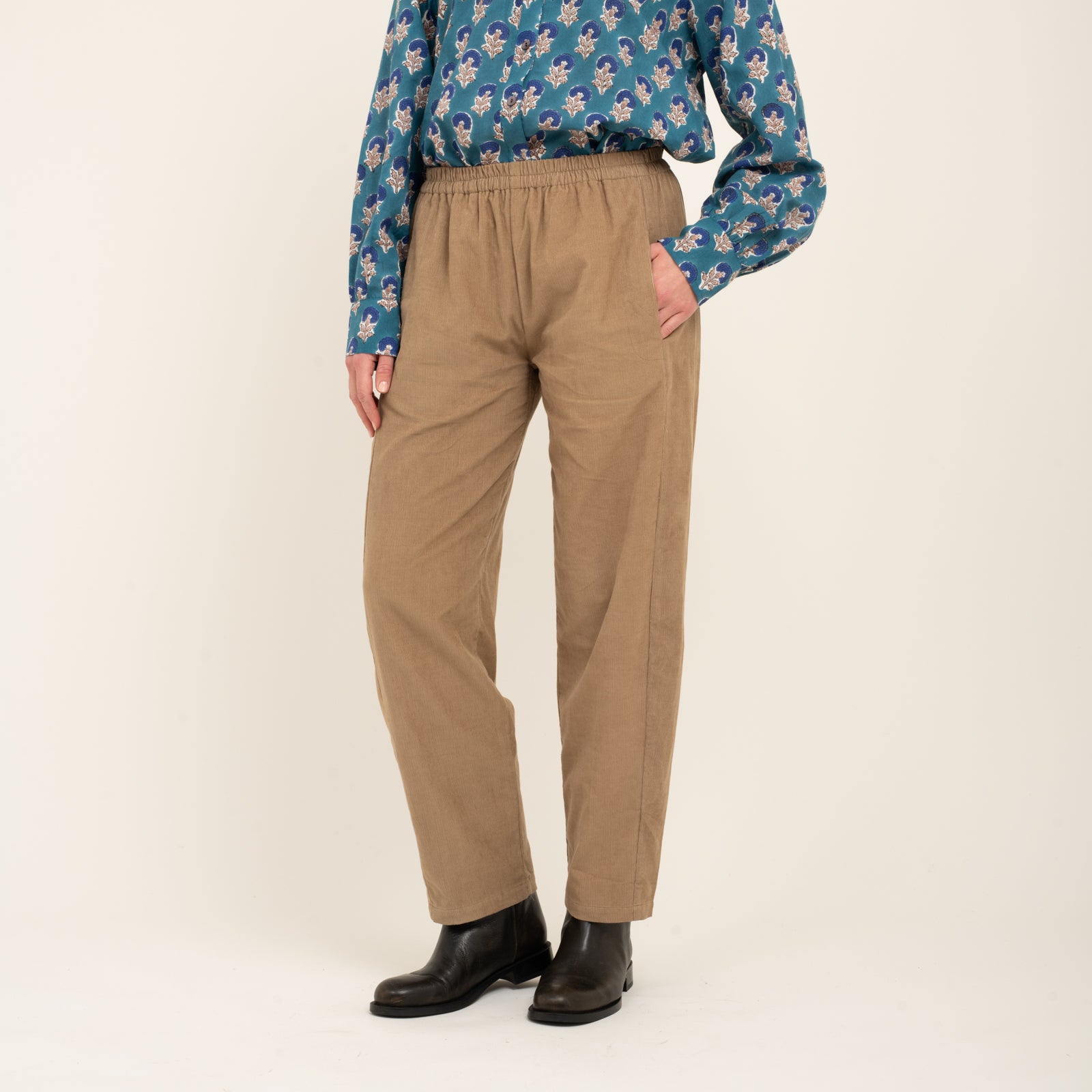 Sarah Trousers Velvet 100% Coton - Beige BEIGE