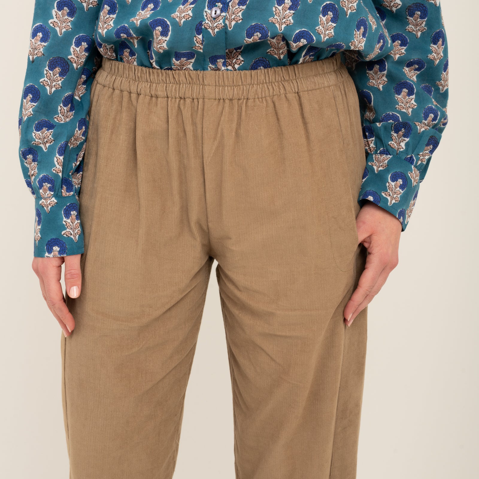 Sarah Trousers Velvet 100% Coton - Beige BEIGE