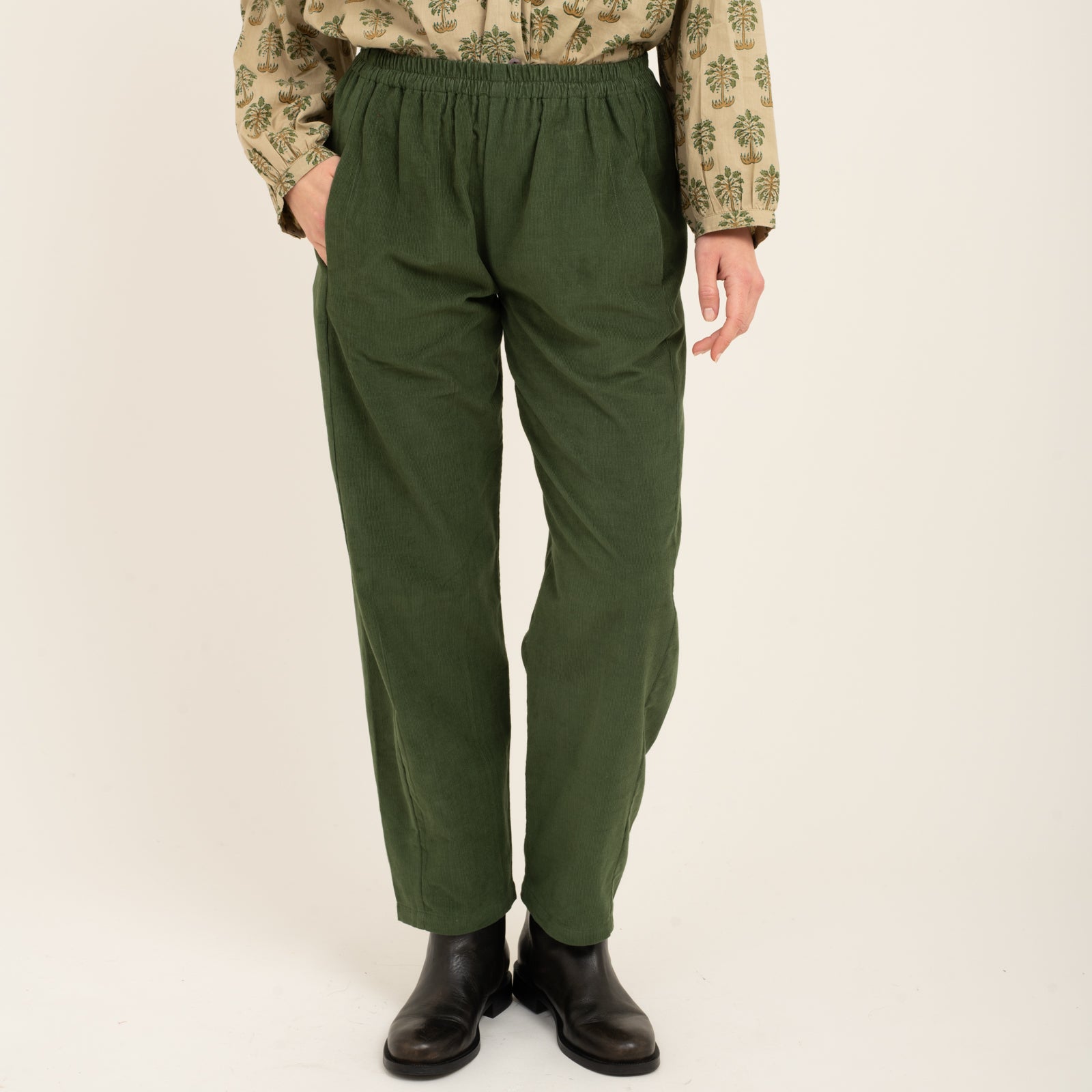 Sarah Trousers Velvet 100% Coton - Green GREEN