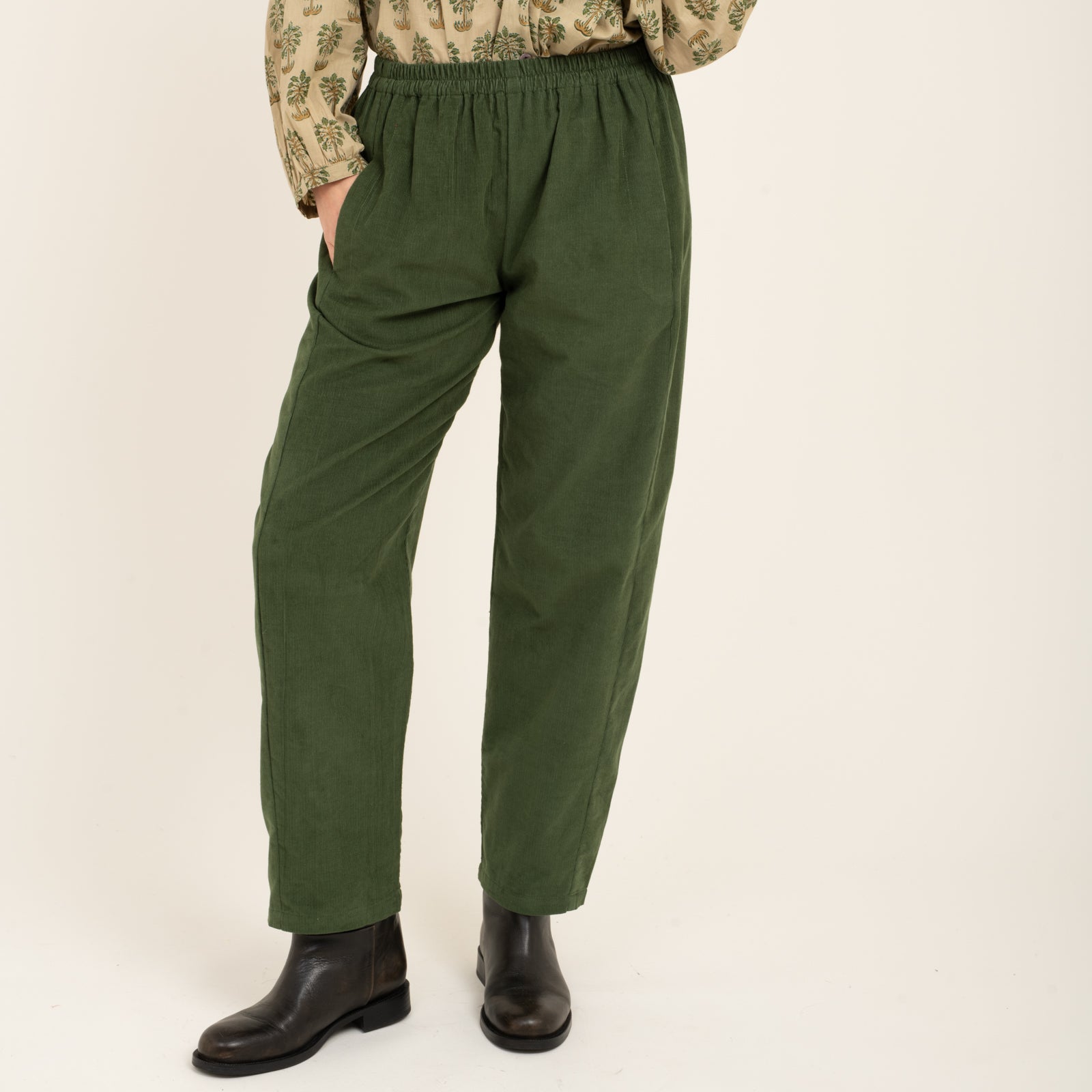Sarah Trousers Velvet 100% Coton - Green GREEN
