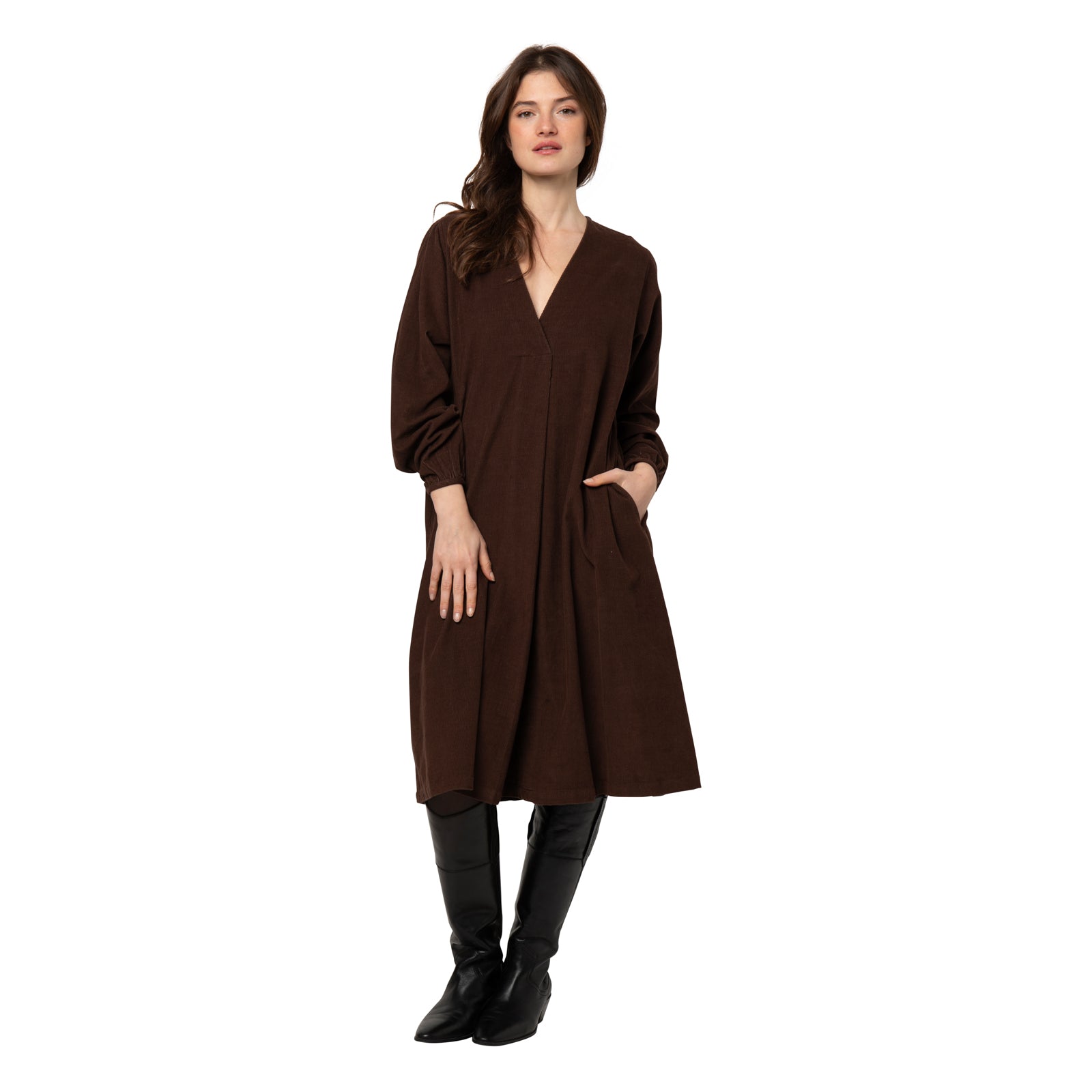 Neha Dress Velvet 100% Coton - Brown BROWN