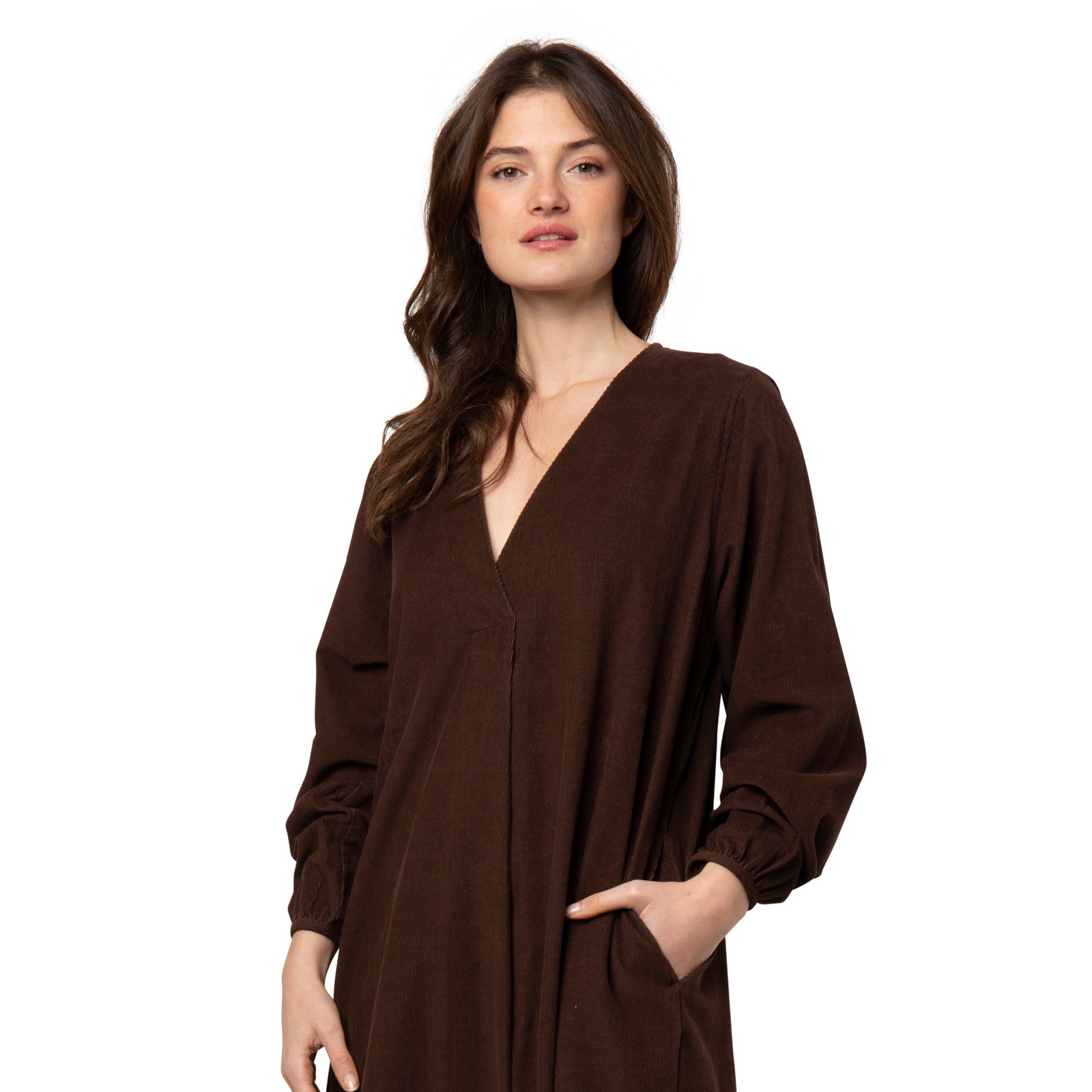 Neha Dress Velvet 100% Coton - Brown BROWN