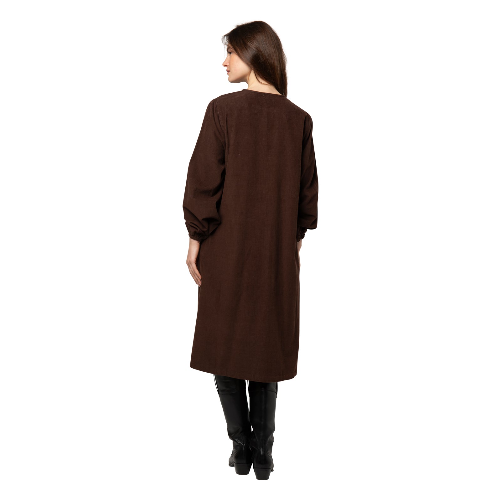 Neha Dress Velvet 100% Coton - Brown BROWN