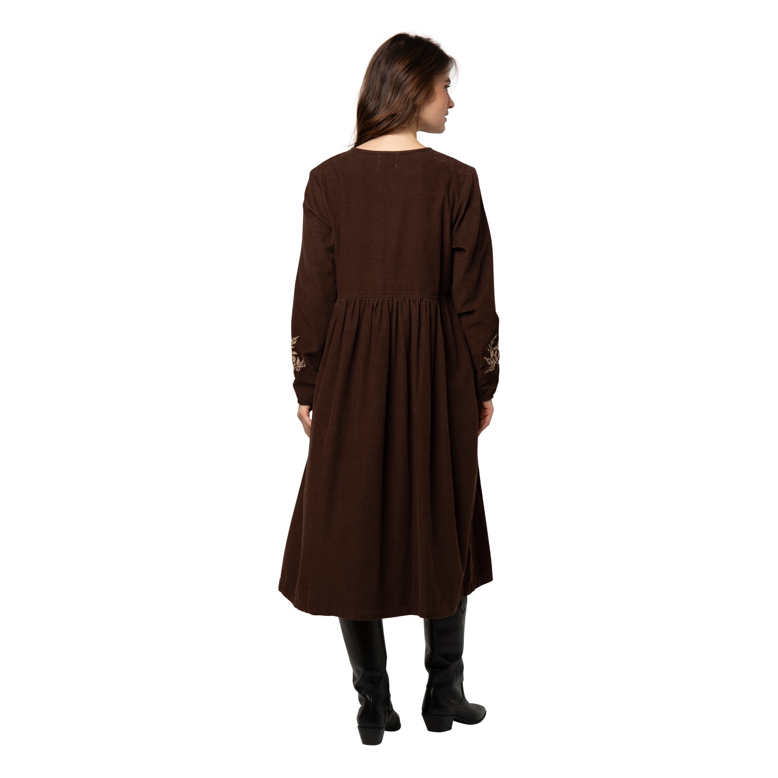 Lucy Dress Velvet 100% Coton - Brown BROWN