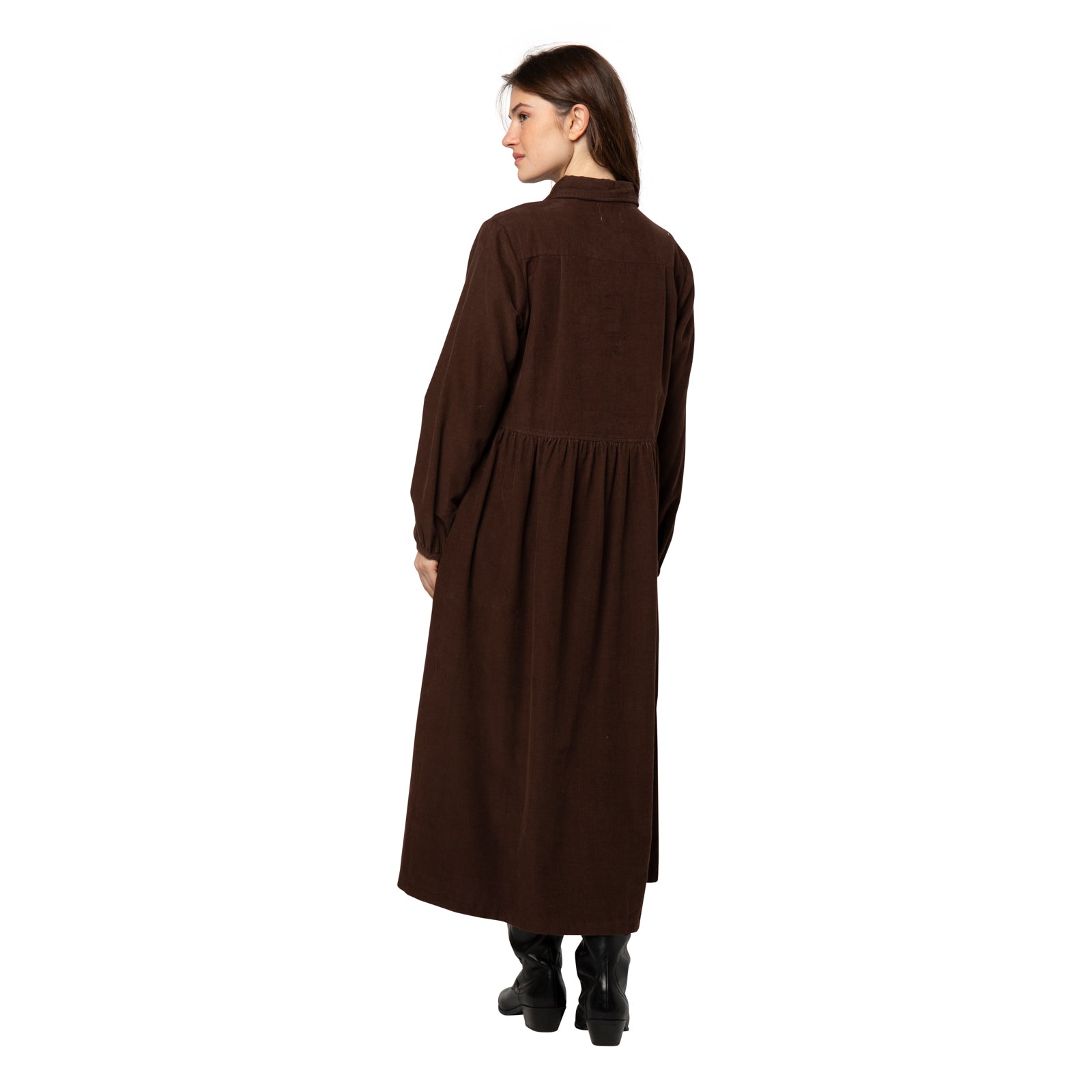 Paulette Dress Velvet 100% Coton - Brown BROWN