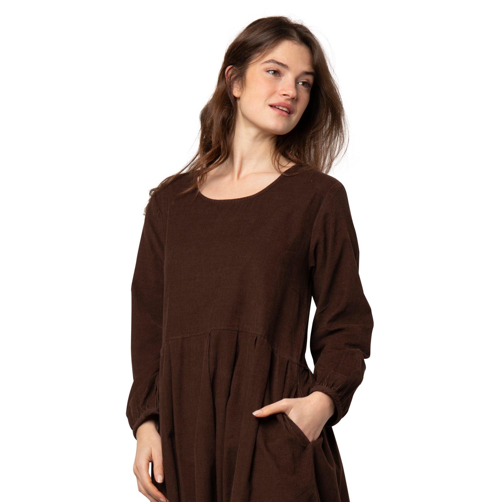 Carol Dress Velvet 100% Coton - Brown BROWN