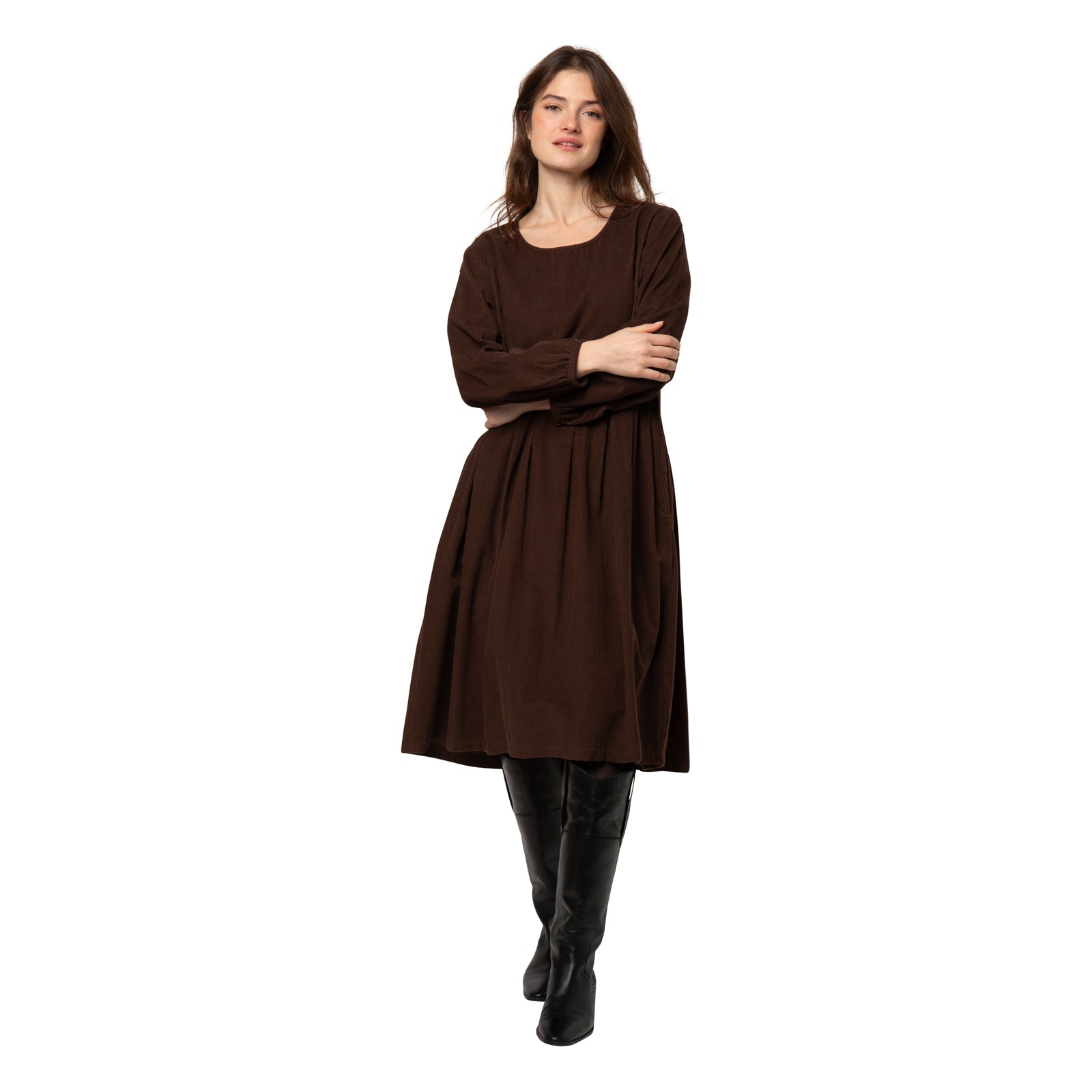 Carol Dress Velvet 100% Coton - Brown BROWN