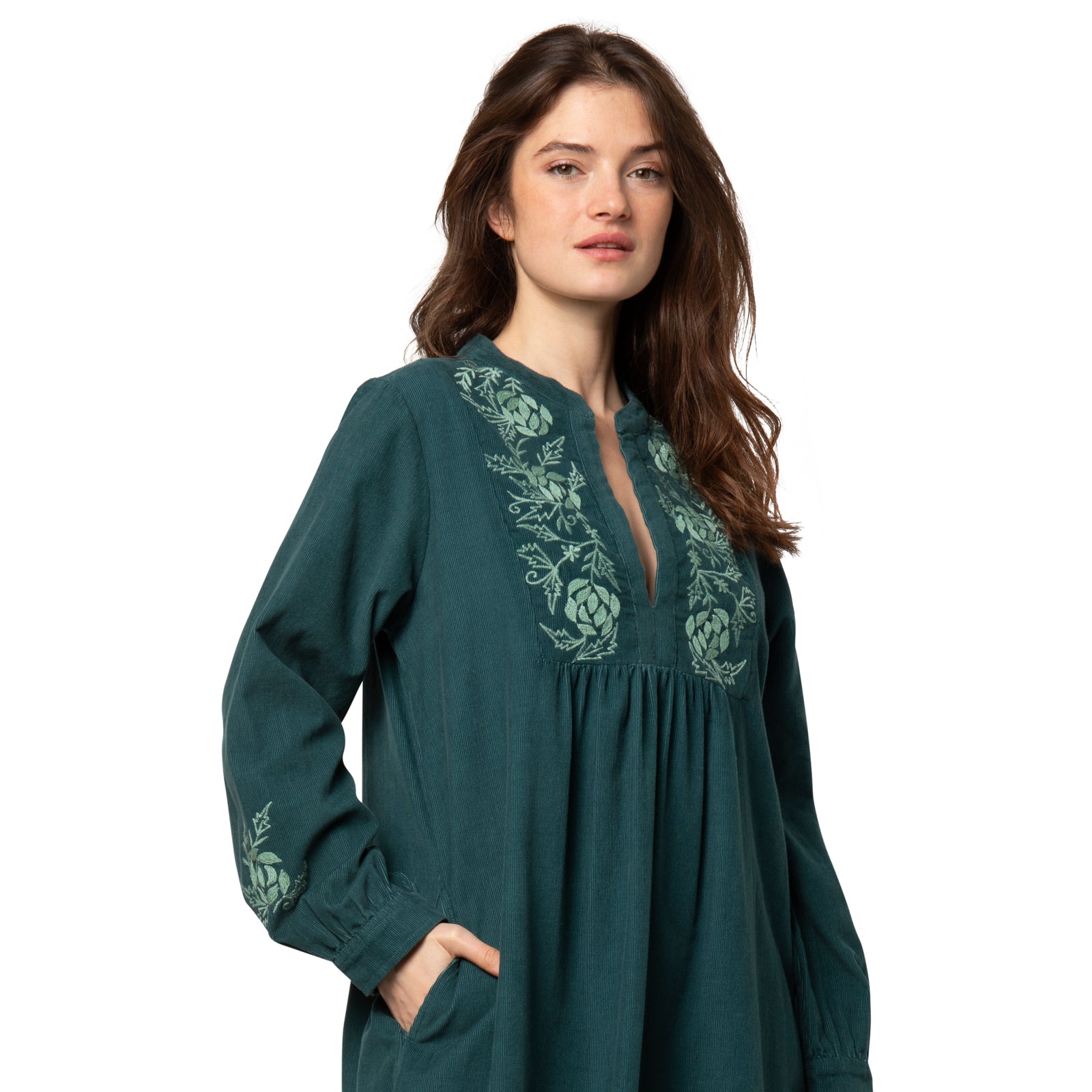 Tina Dress Velvet 100% Coton - Green GREEN