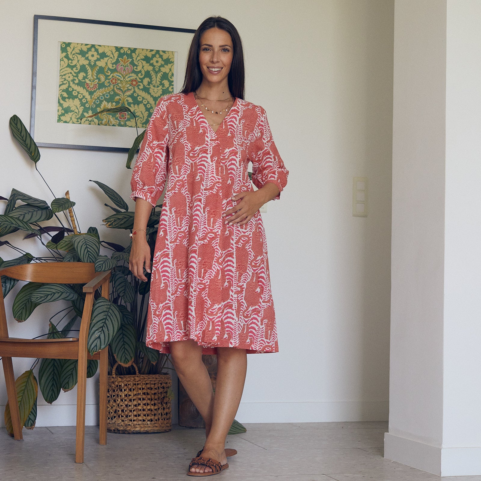 Neha Dress Tiger 100% Organic Cotton - Pink PINK