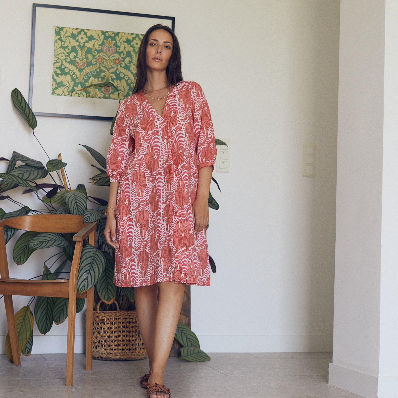Neha Dress Tiger 100% Organic Cotton - Pink PINK