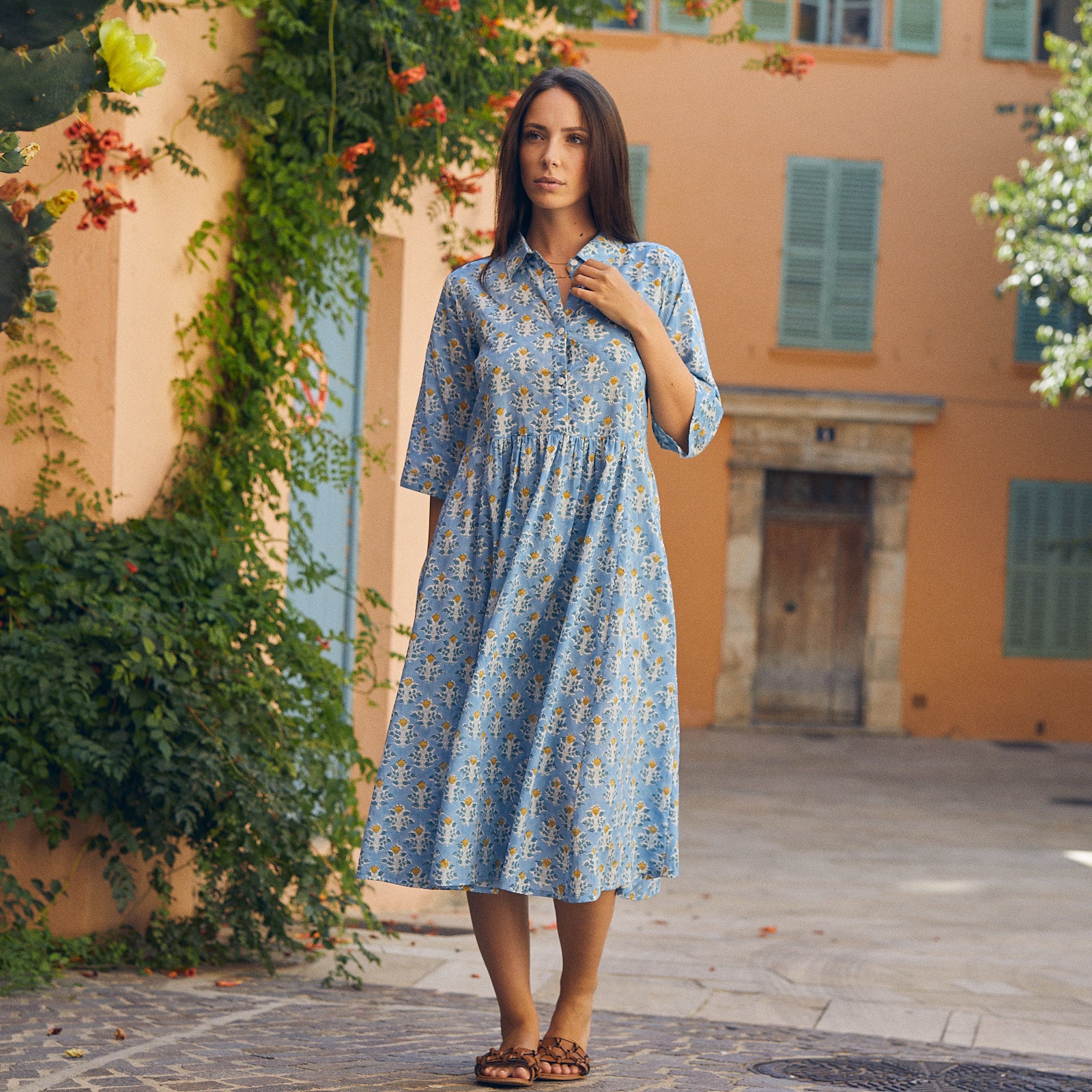 Milene Dress Escalet 100% Organic Cotton - Blue BLUE