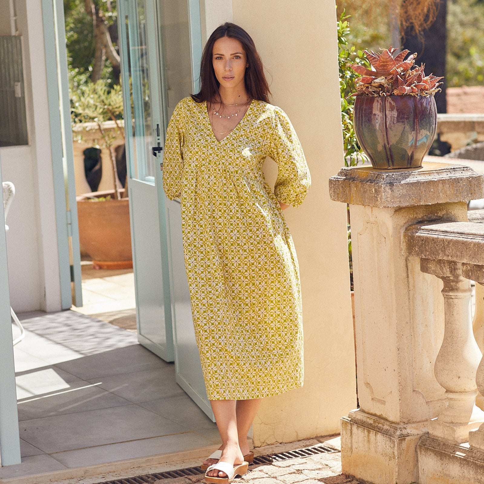 Rosa Dress La Mala 100% Coton - Green GREEN