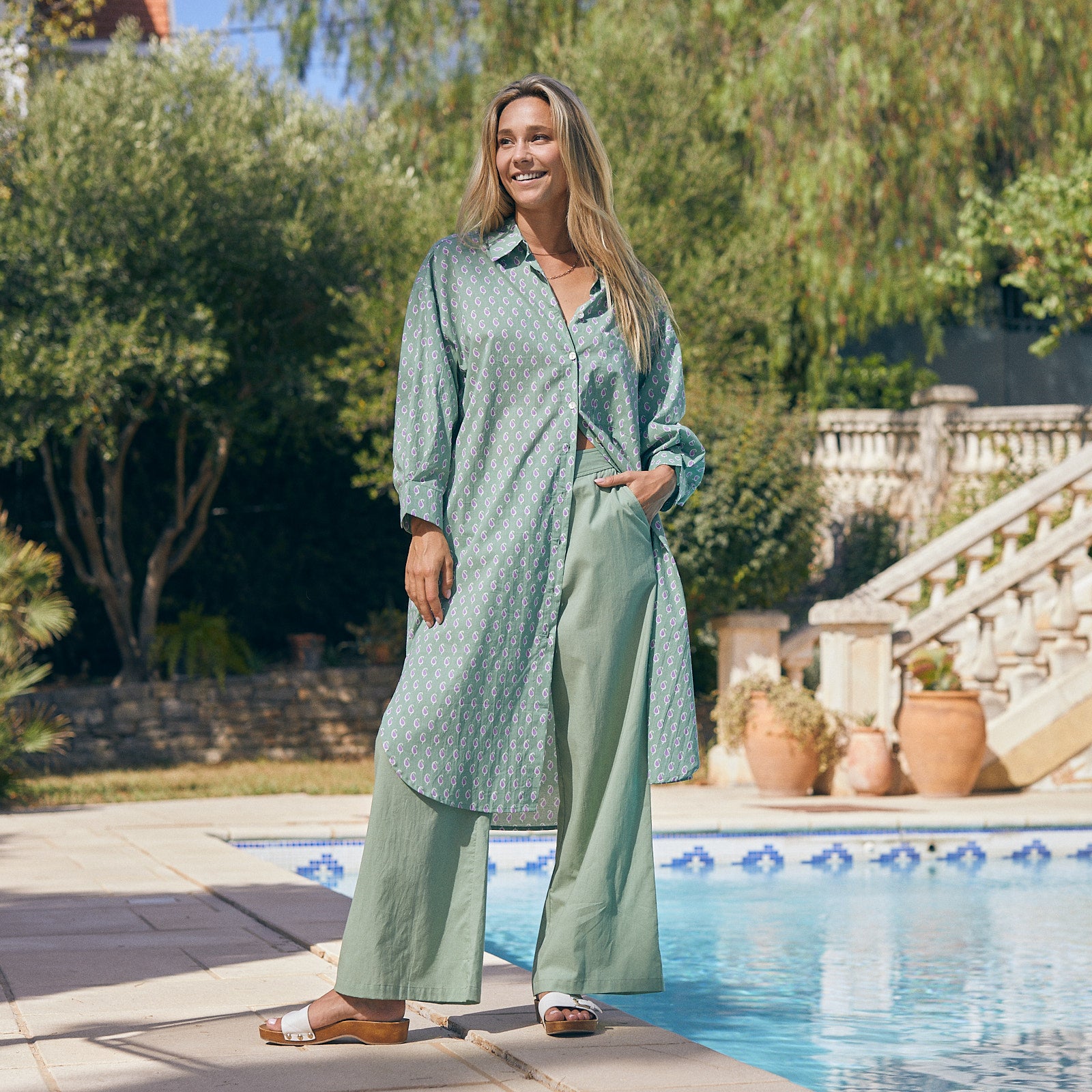 Anna Dress Cigale 100% Coton - Green GREEN