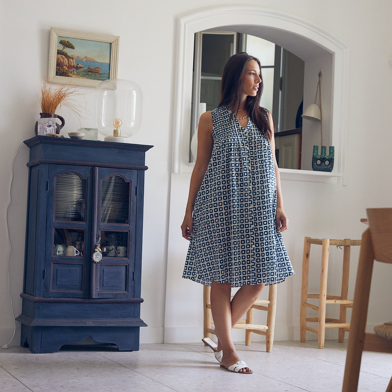 Agathe Dress Frioul 100% Coton - Blue BLUE