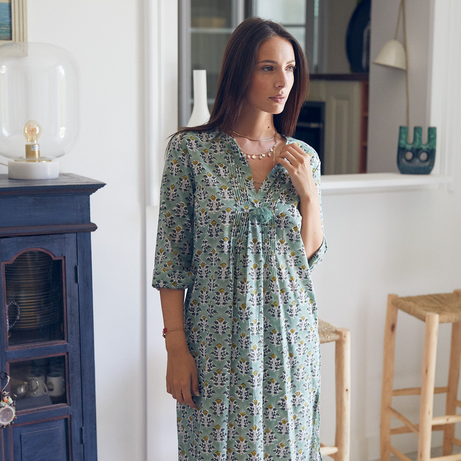 Louisa Dress Escalet 100% Organic Coton - Green GREEN