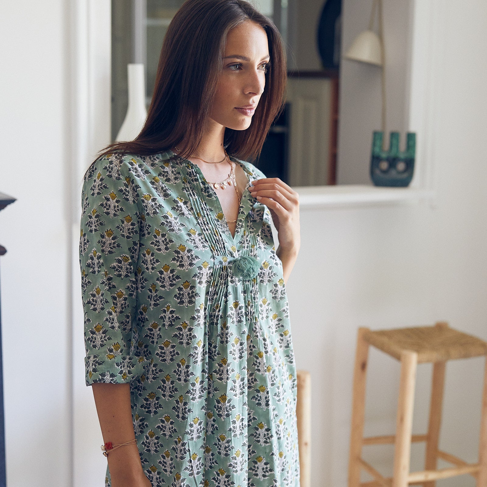 Louisa Dress Escalet 100% Organic Coton - Green GREEN