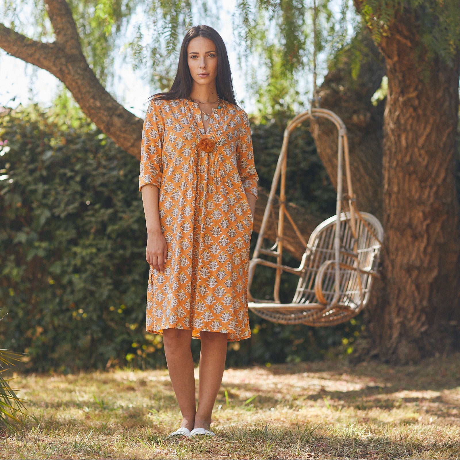 Louisa Dress Escalet 100% Organic Coton - Orange ORANGE